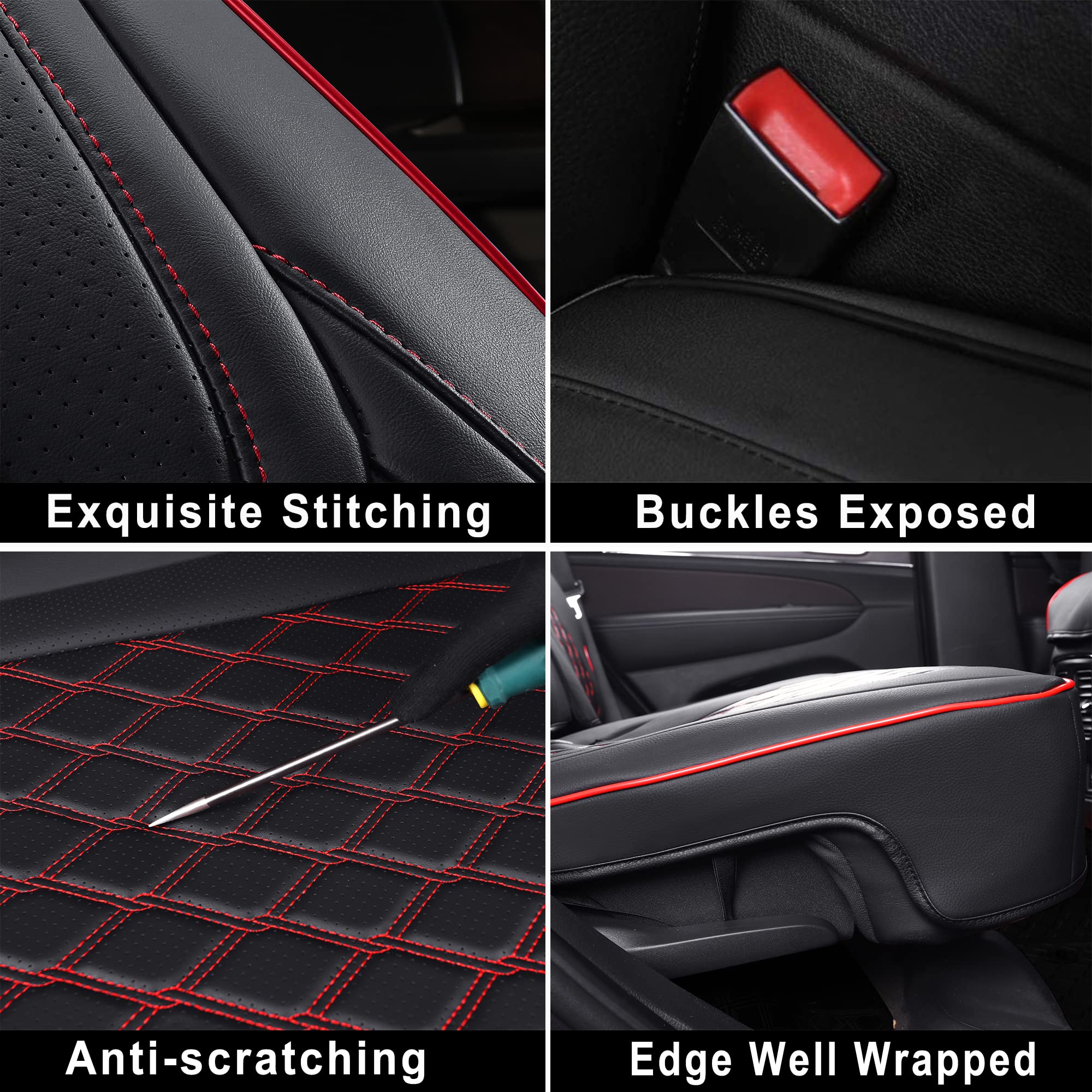 Huidasource Grand Cherokee Seat Covers, 2 Pieces Waterproof Leather Customized Car Seat Cushion Covers Protectors Compatible with Jeep Grand Cherokee 2011-2022 (2Pcs Front/Black)