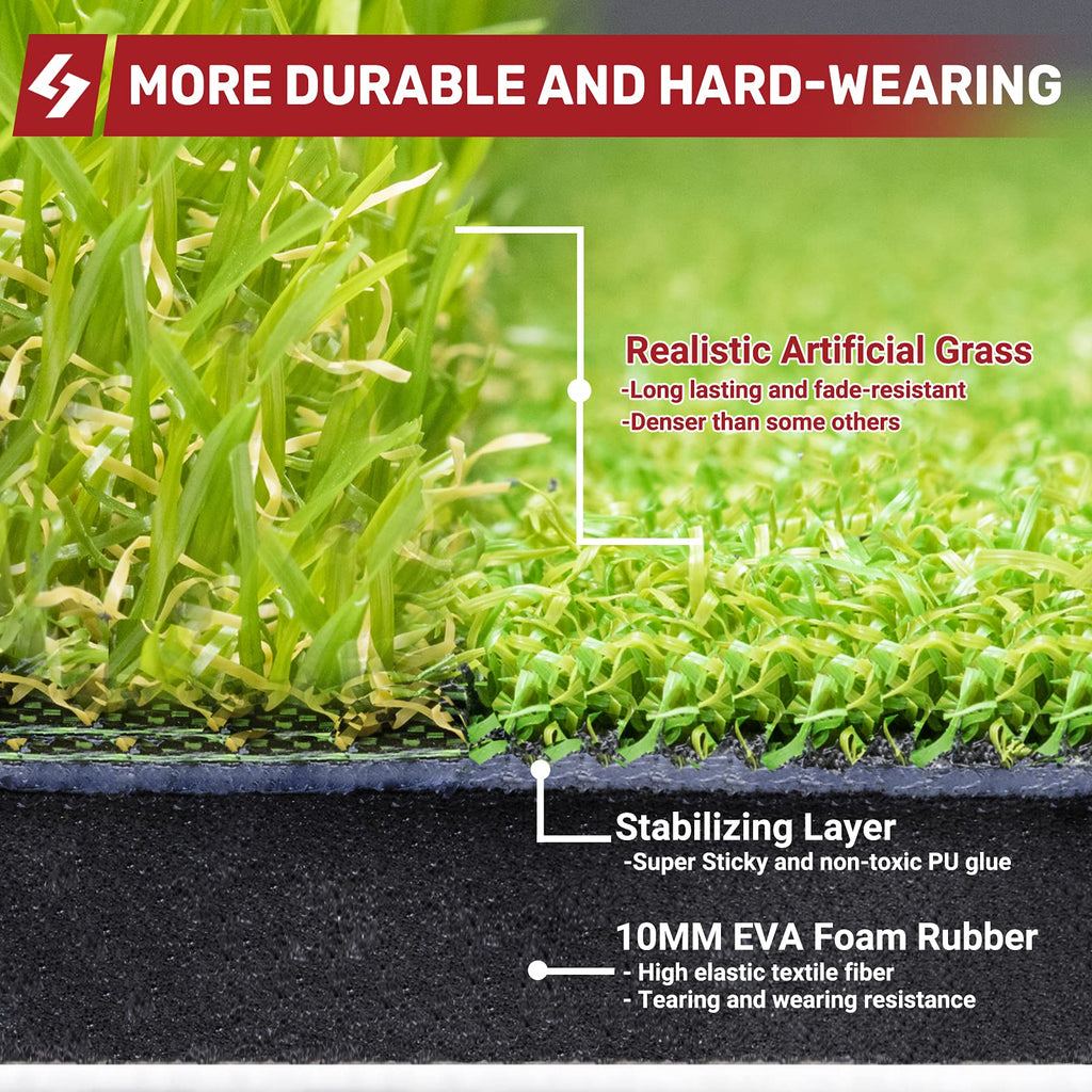 SAPLIZE Foldable Heavy-Duty Golf Hitting Mat with 10mm EVA Backing for Indoor/Outdoor Swing & Chipping, Golf Accessories & Gift for Men & Women