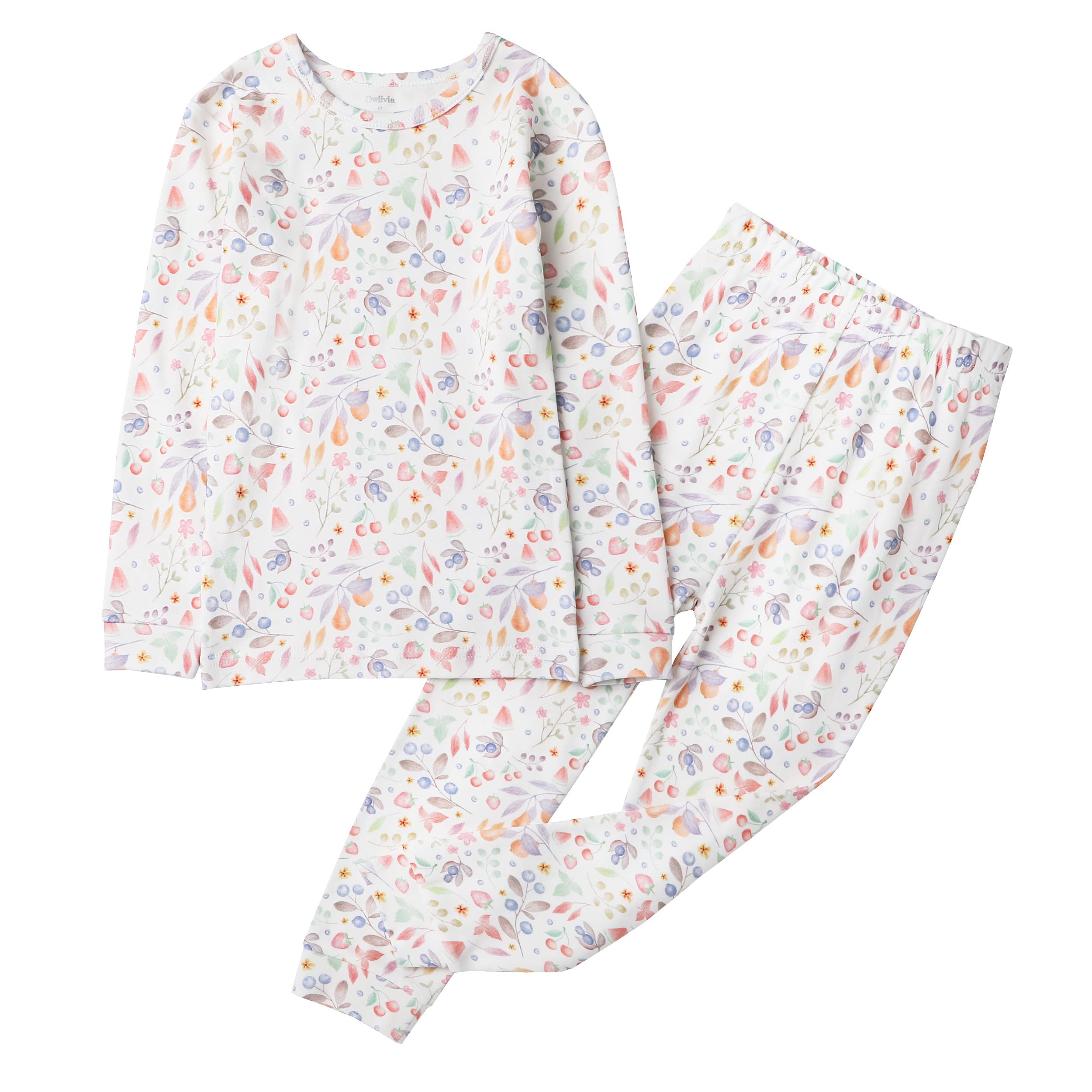 Owlivia 100% Organic Cotton Baby Long Sleeve Pajama Sets, Toddler Boy Girl 2-Piece Sleepwear