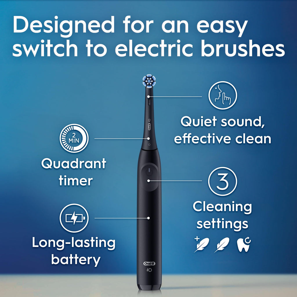 Oral-B Rechargeable Electric Toothbrush, iO2 Starter Kit, 3 Cleaning Modes, Automatic Pressure Sensor to Protect Gums, 2 Brush Heads, Forest Green