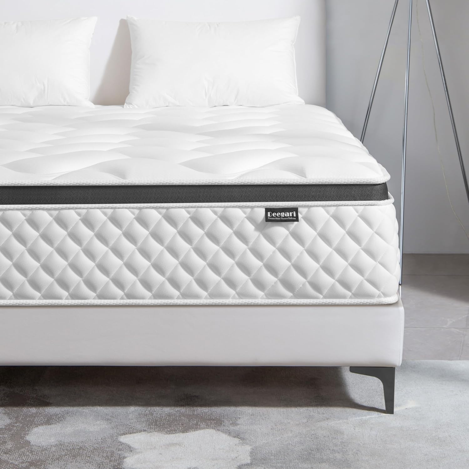 Deegari King Mattress,12 Inch King Size Mattress in a Box,Gel Memory Foam and Innerspring Hybrid Mattresses with Individual Pocket Spring for Motion Isolation,Pressure Relief,Medium Firm Feel