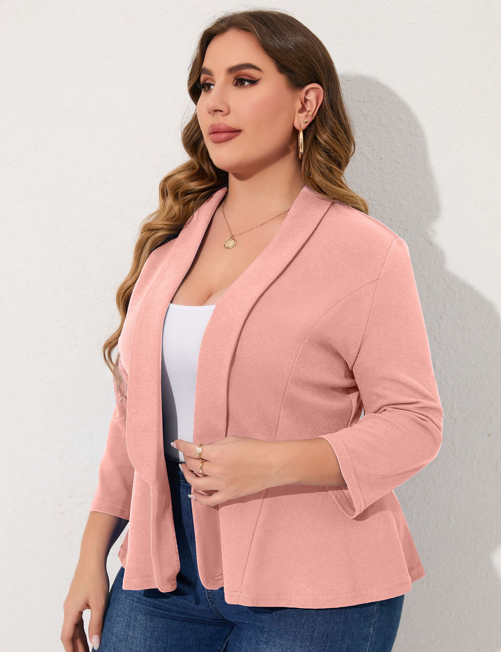 KOJOOIN Women Plus Size Casual Blazer Open Front Long Sleeve Work Office Cardigan Jackets