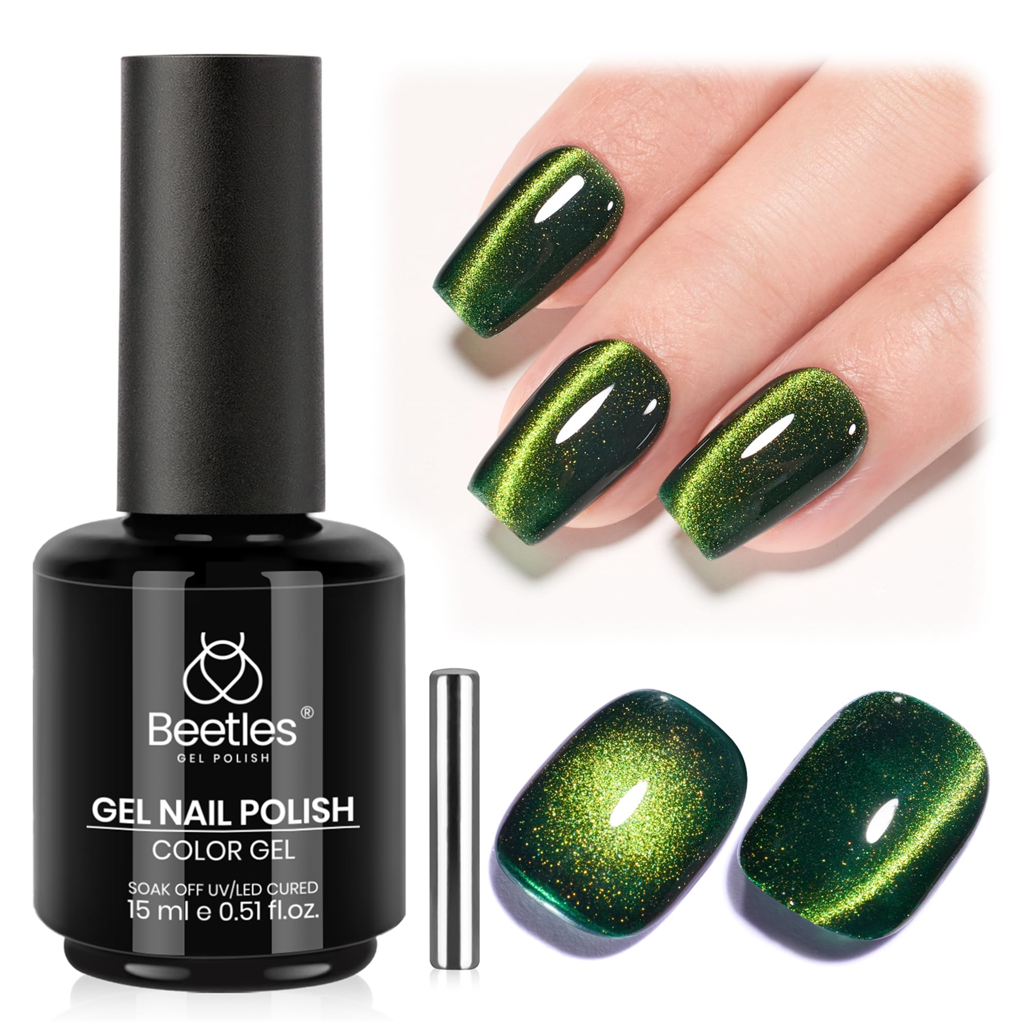 Beetles Star Cascade Silver Cat Eye Gel Nail Polish - 15ML Christmas Silver Glitter Cat Eye Gel Polish with Magnet Soak Off UV Velvet Nail Polish Salon DIY Manicure Winter Gift for Women
