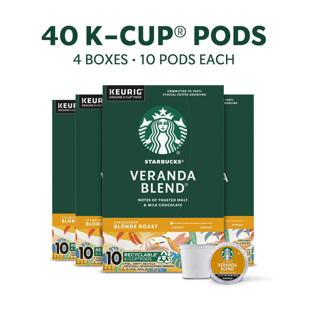 Starbucks K-Cup Coffee Pods, Starbucks Blonde Espresso Roast Hot or Iced Coffee, 22 Keurig Pods