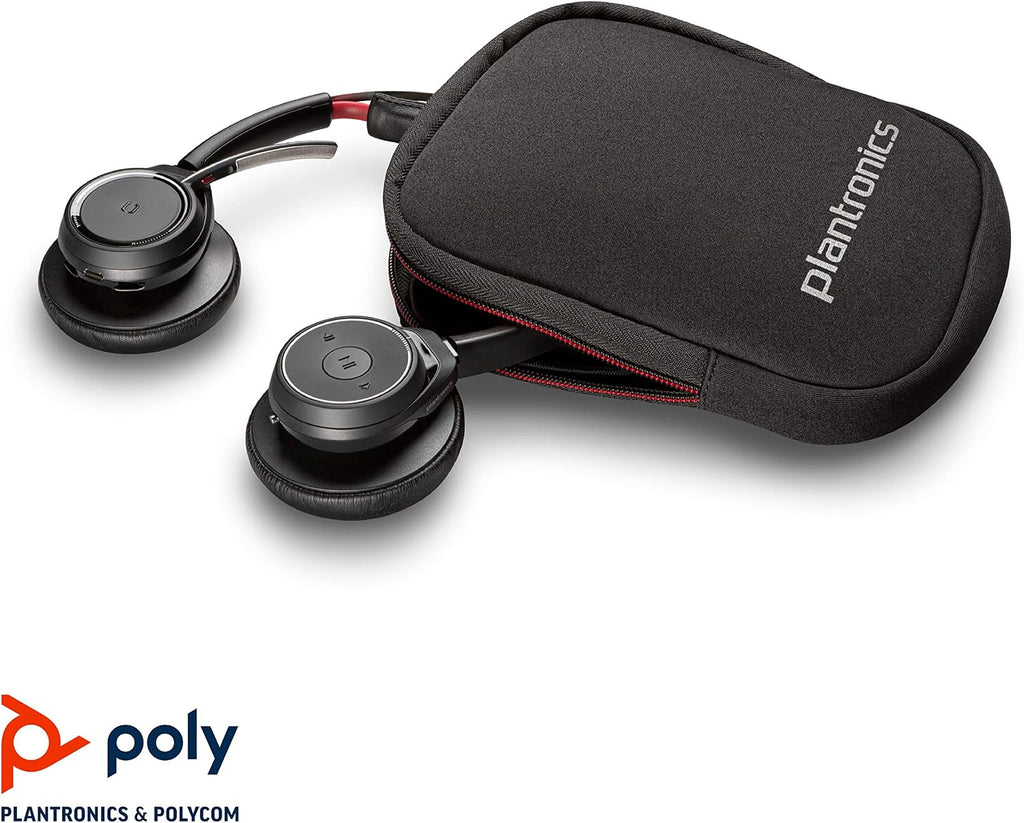 Plantronics - Voyager Focus UC (Poly) - Bluetooth Dual-Ear (Stereo) Headset with Boom Mic - USB-A Compatible with PC and/or Mac - Active Noise Canceling - Works with Teams (Certified), Zoom & more