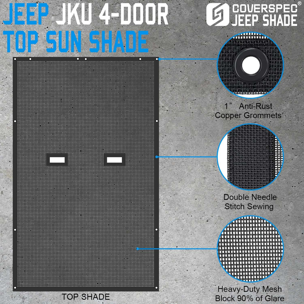 JT Top Sun Shade Roof Compatible with Jeep Gladiator 4 Door 2018 to 2023 Sunshade Sunroof Bikini Cover Blocks UV Wind Noise Black Mesh for Front and Rear 2 pcs