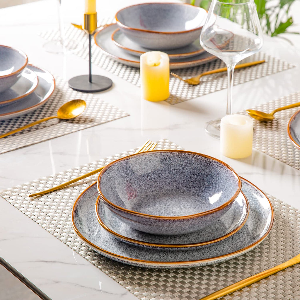 AmorArc 8.5" Ceramic Plates Set of 6 | Handmade Stoneware with Reactive Glaze for Dessert, Salad, Appetizer & Dinner | Microwave/Dishwasher Safe, Scratch Resistant