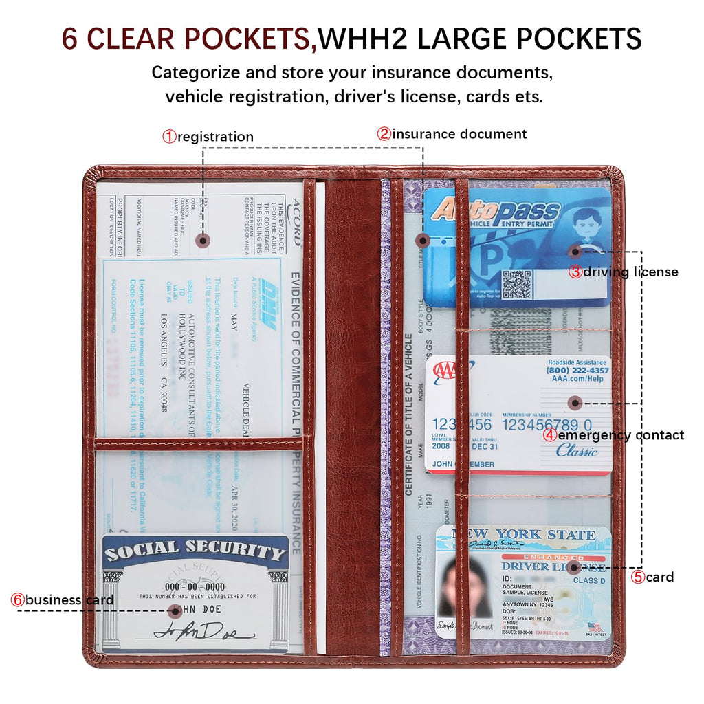 Car Registration and Insurance Card Holder for Women Men, Black Glove Box Paperwork Organizer with Magnetic Buckle for Easy Access and Protect Documents and Various Cards in Vehicle