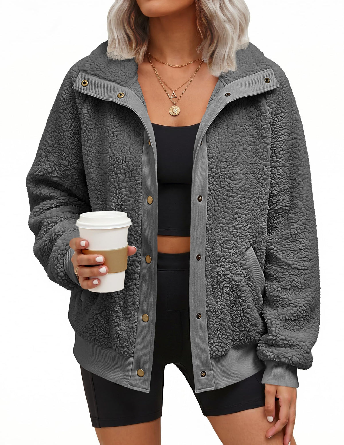 MEROKEETY Womens Sherpa Fleece Jacket 2026 Fall Casual Fuzzy Winter Coats