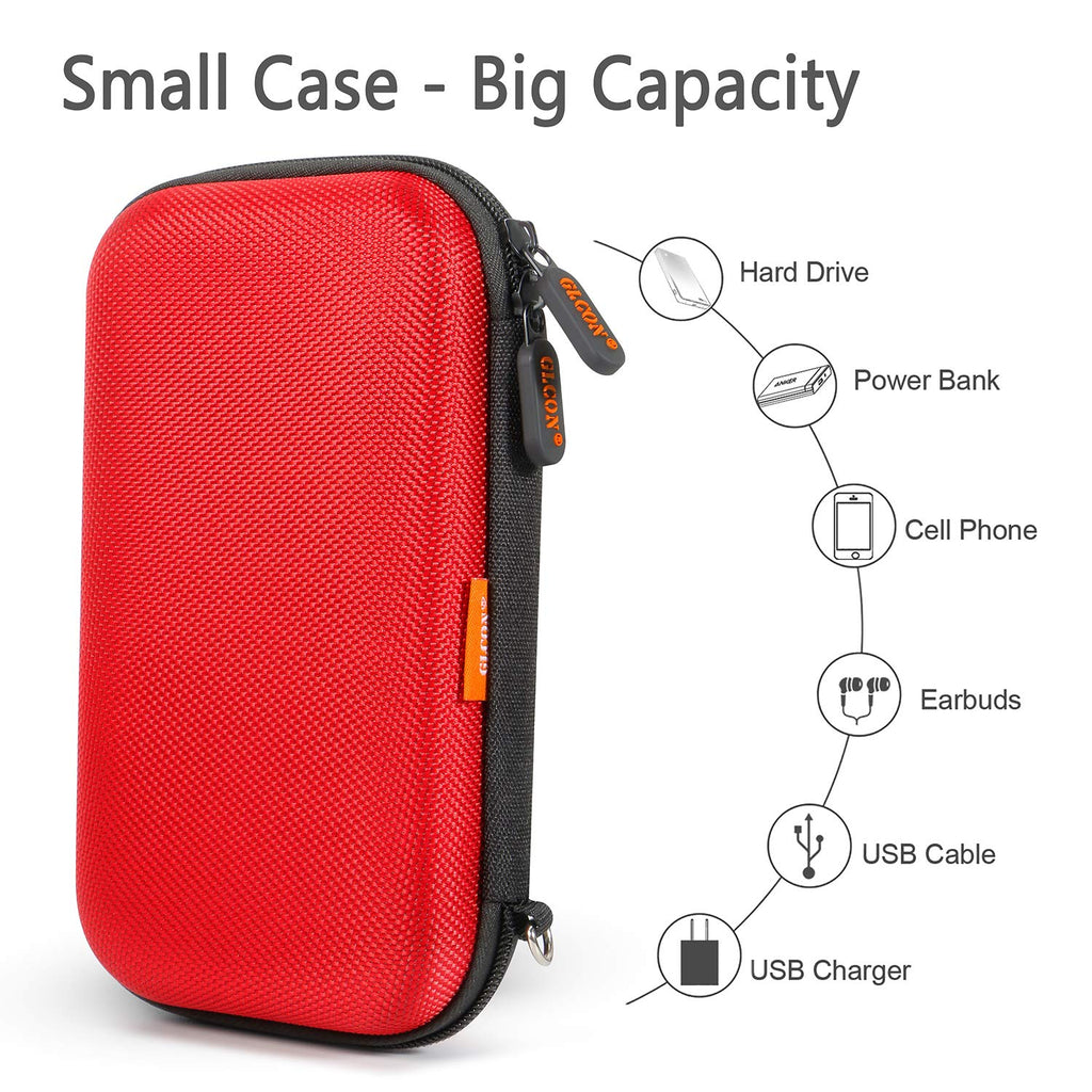 External Hard Drive Case - GLCON Shockproof EVA Carrying Case for WD My Passport Element Seagate Expansion Backup Toshiba 1TB 2TB 4TB - High Protection Portable Travel Electronic Power Bank Bag