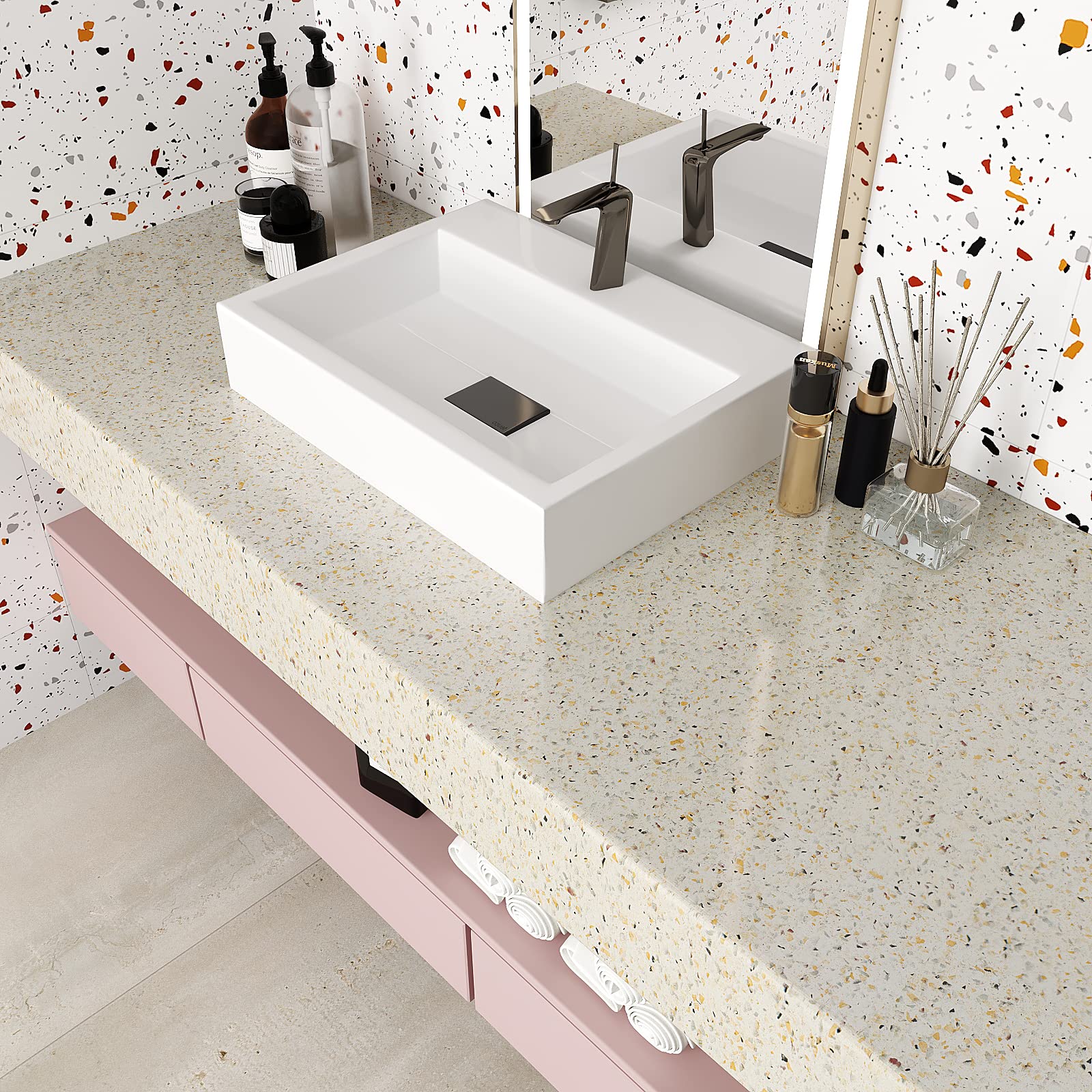 VEELIKE 15.7''x118'' Granite Contact Paper for Countertops Waterproof Self Adhesive Granite Wallpaper Peel and Stick Countertops for Kitchen Bathroom Counter Top Removable Decorative Vinyl Film