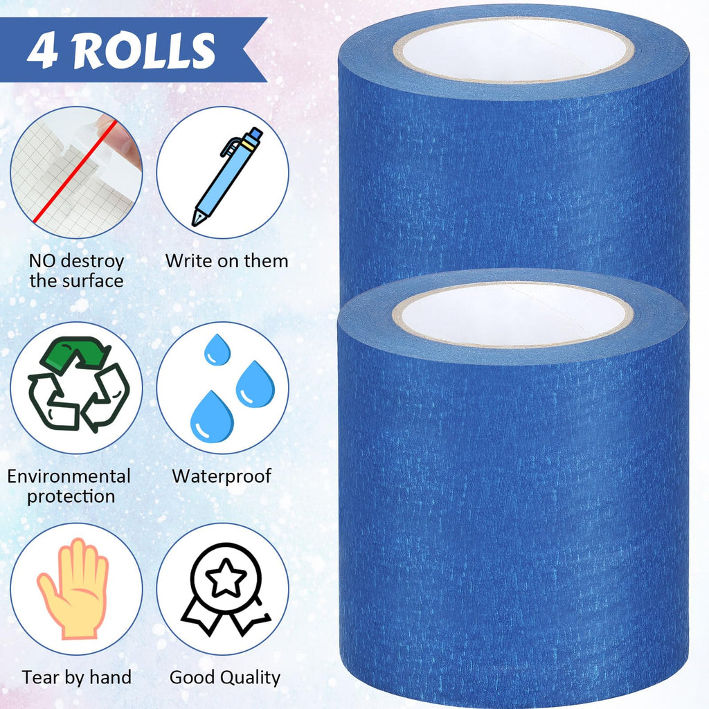 Fainne 12 Rolls Blue Painters Tape Bulk Multi Pack Safe Paint Paper Masking Tape for Wall Painting Decoration Supplies (Blue,1 Inch X 55 Yards)