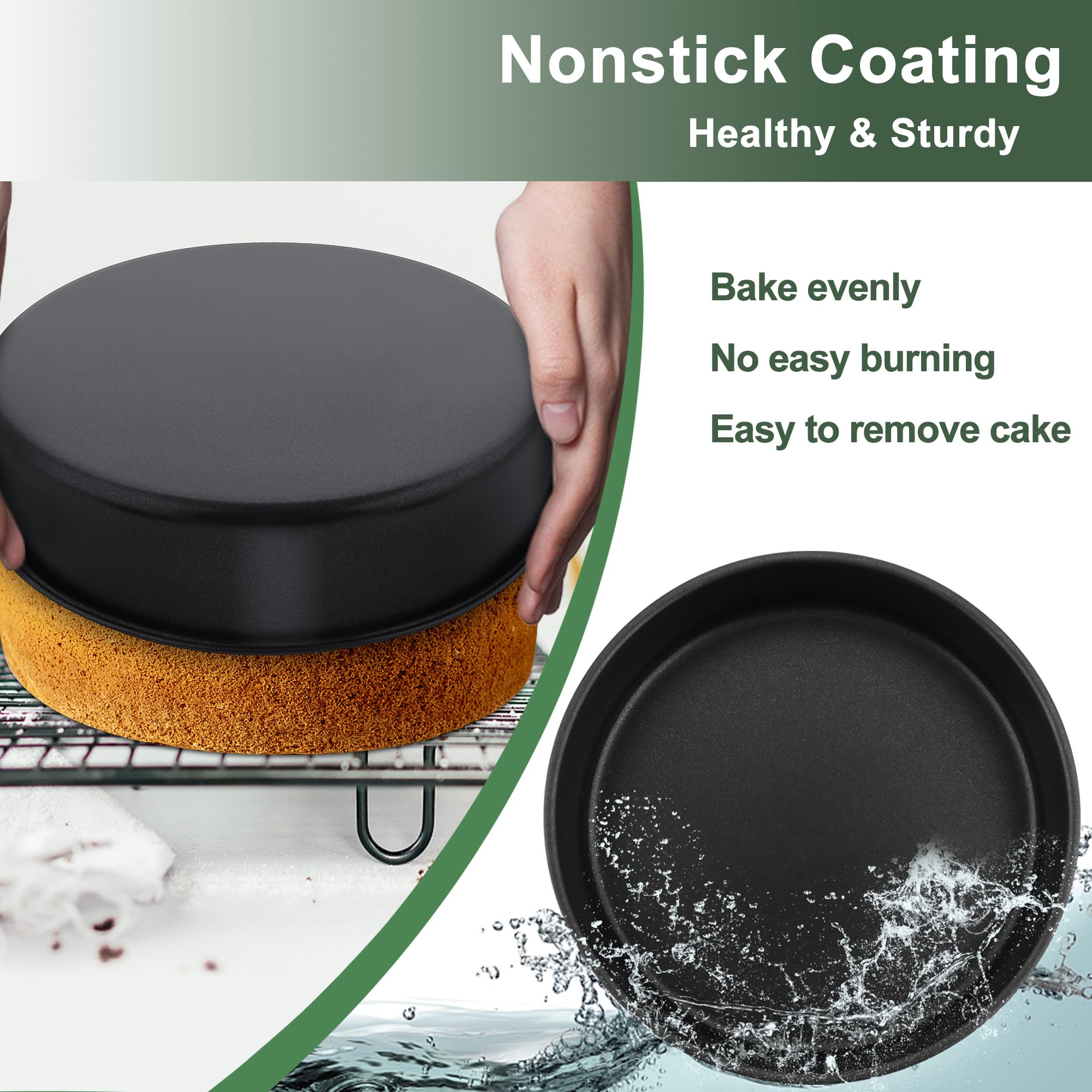E-far 4 Inch Cake Pan Set of 3, Nonstick Stainless Steel Mini Round Cake Pans Tin, Small Size for Baking Smash Cakes/Cheesecake, Stainless Steel Core & Non-toxic Coating, Straight Side & 2 Inch Deep