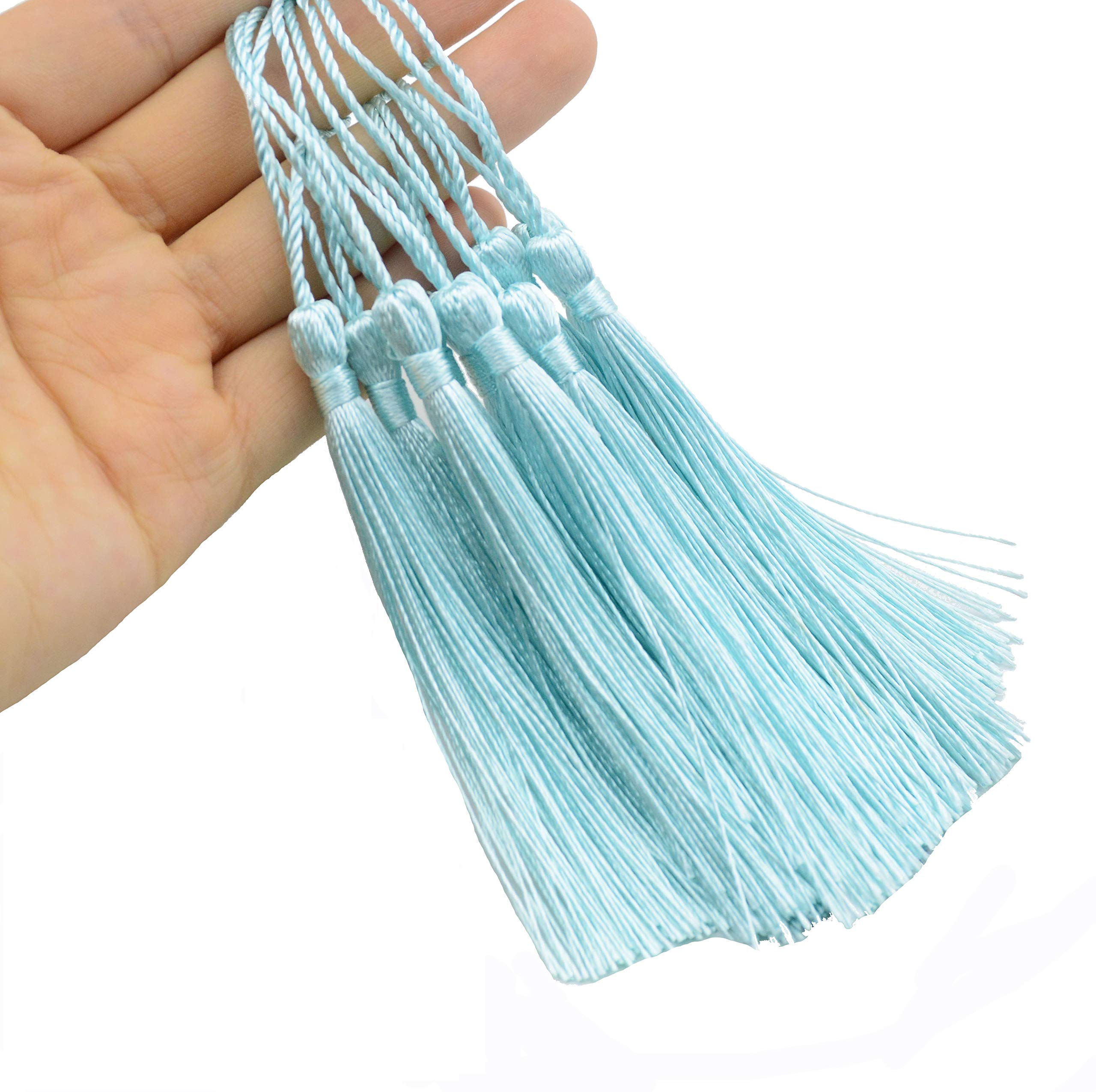 Makhry 100pcs 13cm/5 Inch Silky Floss Bookmark Tassels with 2-Inch Cord Loop and Small Chinese Knot for Jewelry Making, Souvenir, Bookmarks, DIY Craft Accessory (Dark Grey)