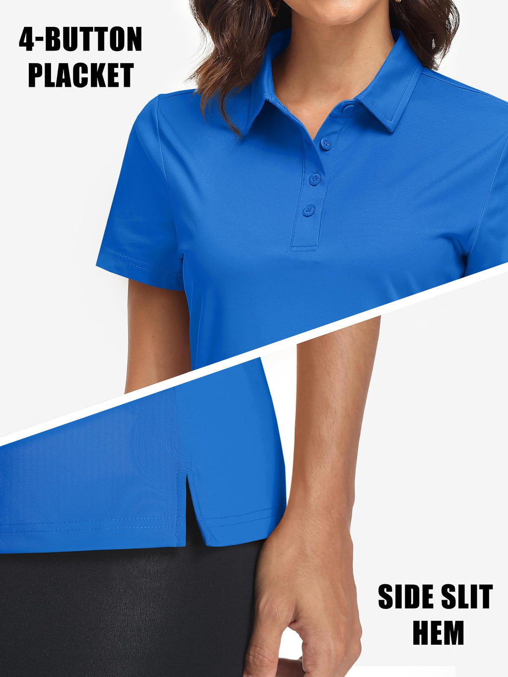 MAGCOMSEN Women's Polo Shirts UPF 50+ Short Sleeve Golf Shirt Quick Dry Sun Protection 4 Buttons Casual Work Collar Top