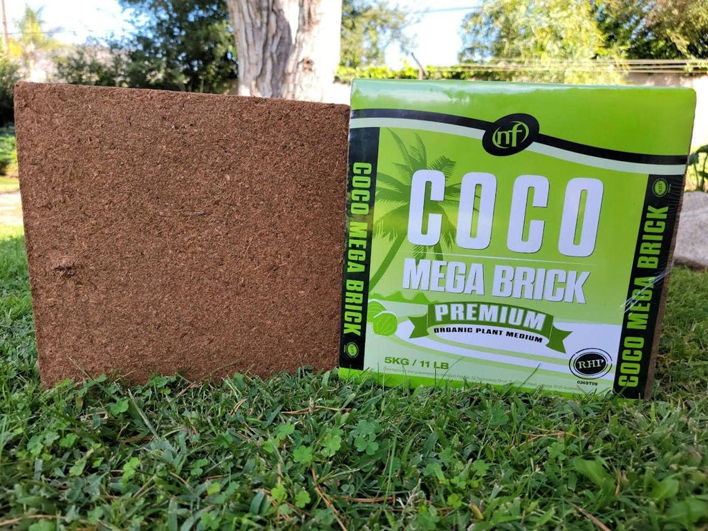 Coco Mega Brick 5kg | Compressed Coconut Coir Block Expands to 55L | Premium Quality Hydroponic Growing Medium, Pre-Buffered, Low EC Substrate for Indoor Outdoor Plants