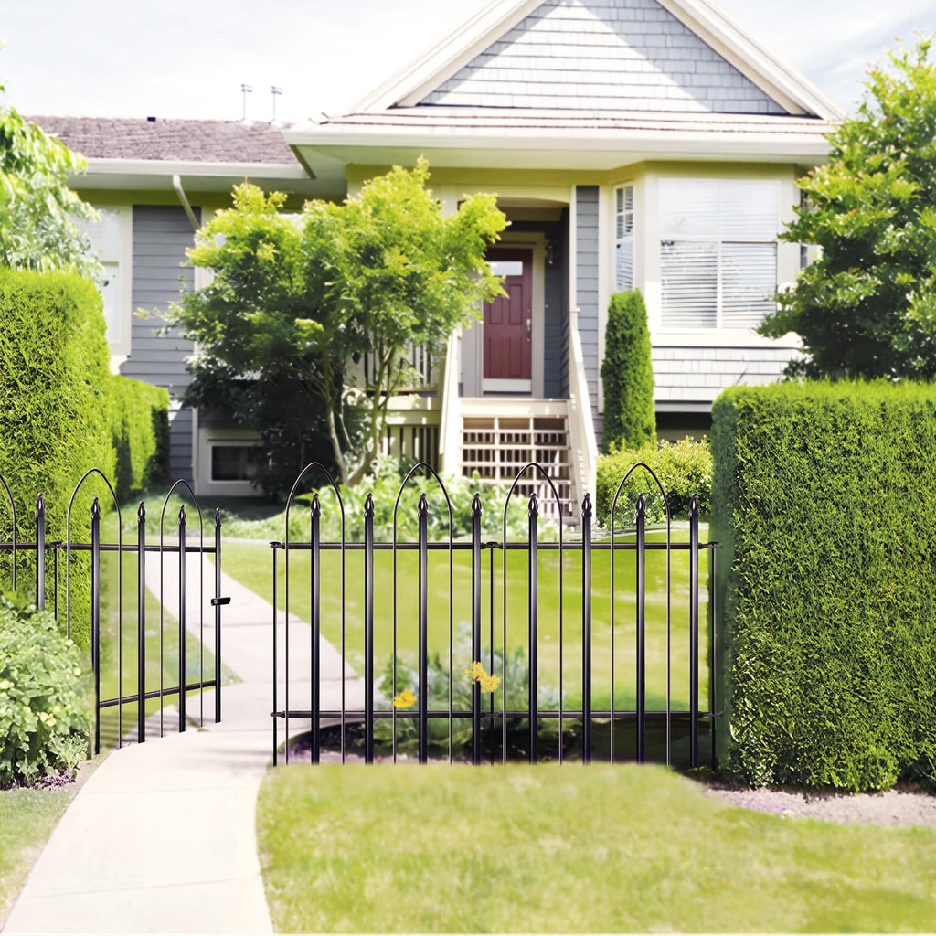 Thealyn Garden Fence 24" H x 24" W (5 Panels, Total 10 ft), Metal Fence Decorative Border Fence, Rustproof Landscape Fencing for Dog, Flower Bed, Yard, Patio, Animal Barrier