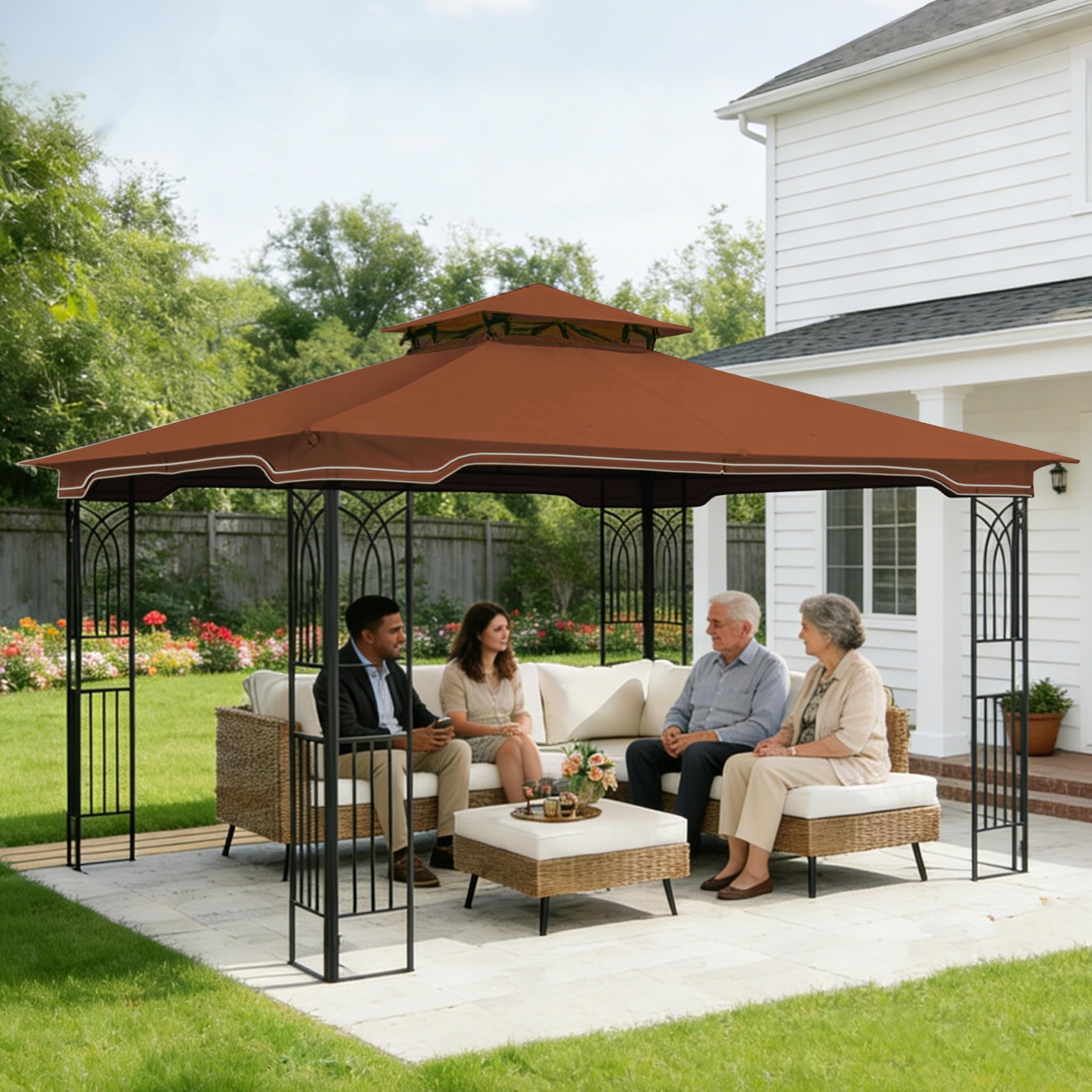 SCOCANOPY Replacement Gazebo Canopy Compatible with 10 x 12 Regency II Patio Gazebo Model L-GZ798PST,A101004104,A101004105,(Forest Green)