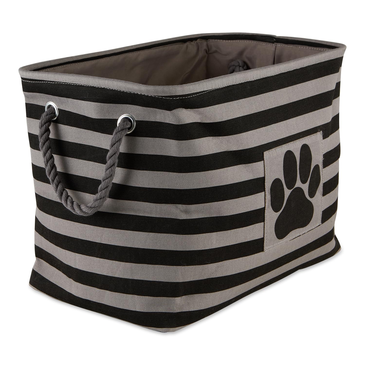 Bone Dry Pet Storage Collection Striped Paw Patch Bin, Aqua, Small Rectangle