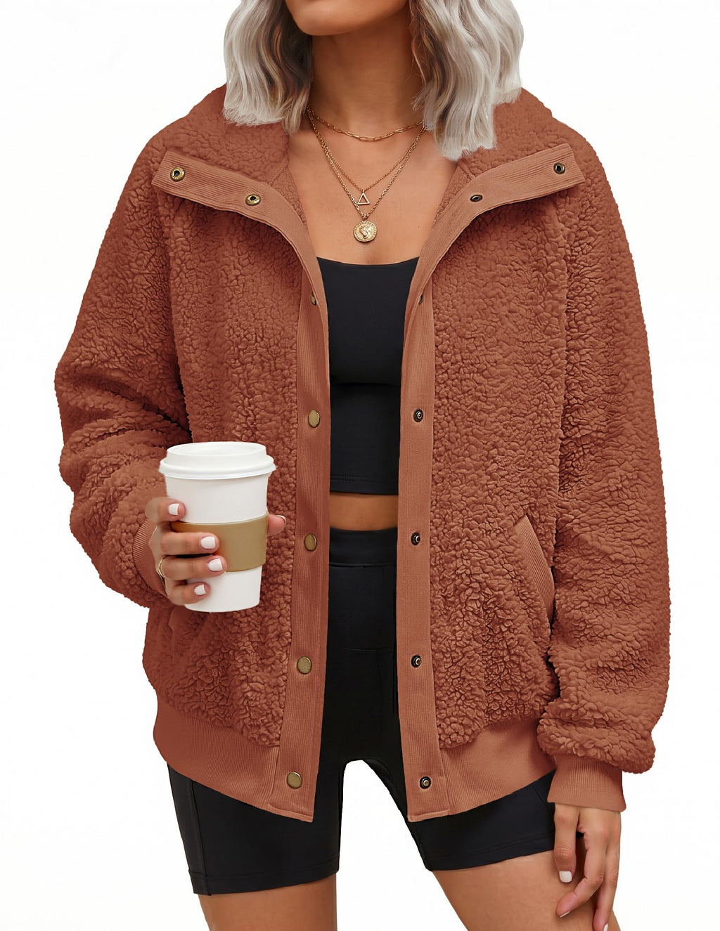 MEROKEETY Womens Sherpa Fleece Jacket 2026 Fall Casual Fuzzy Winter Coats