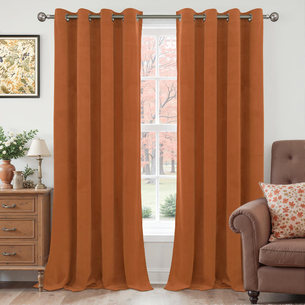 YoungsTex Velvet Black Out Curtains 63 Inches Long for Bedroom, Grommet Thermal Insulated Drapes Room Darkening Privacy for Living Room, Black, 2 Panels, 52 X 63 Inch