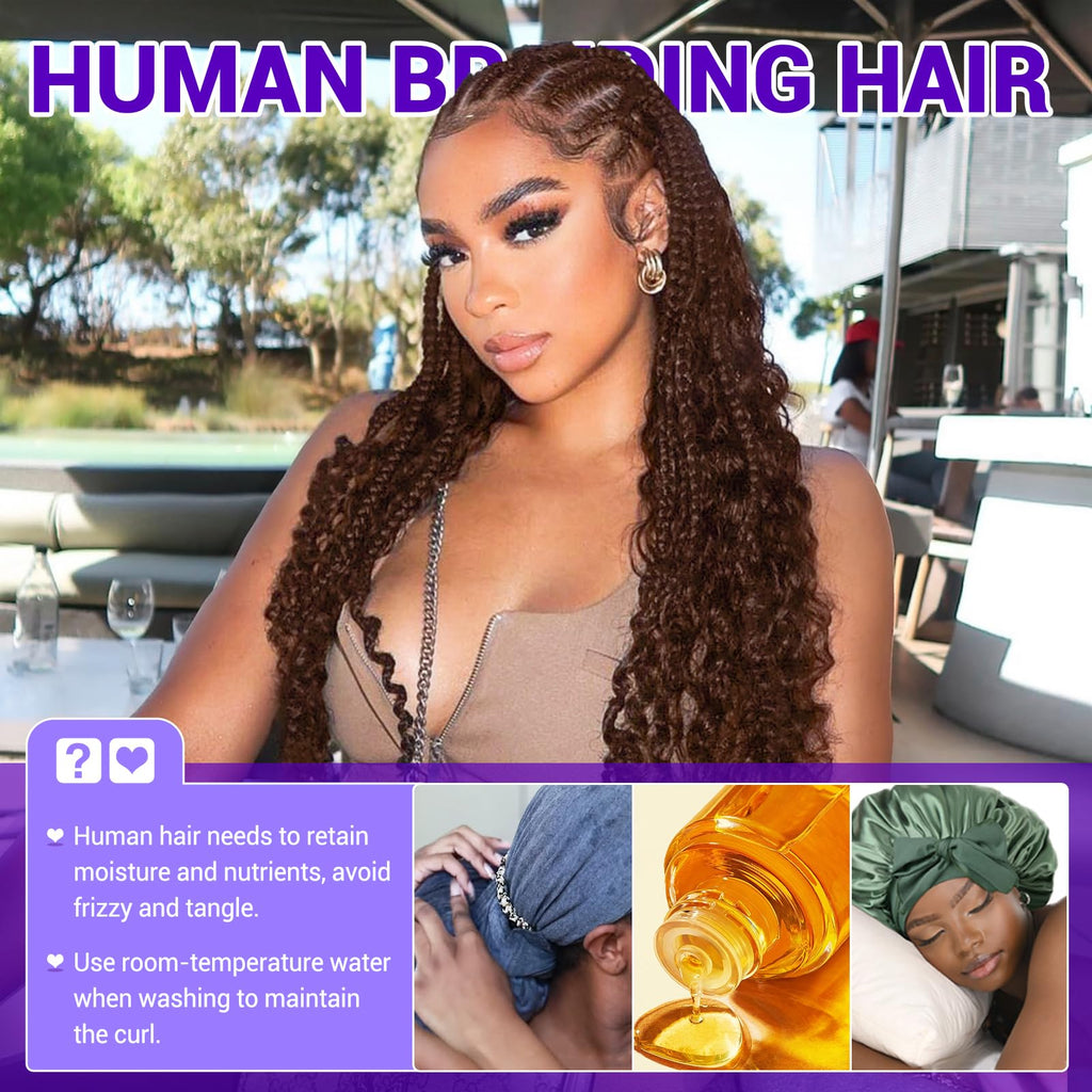 Human Braiding Hair for Boho Braids 110g Deep Wave Boho Bulk Human Hair for Braiding Knotless 12A Wet and Wavy Bohemian 3 No Weft Bundles/Pack Curly Braids Honey Blonde 16 Inch