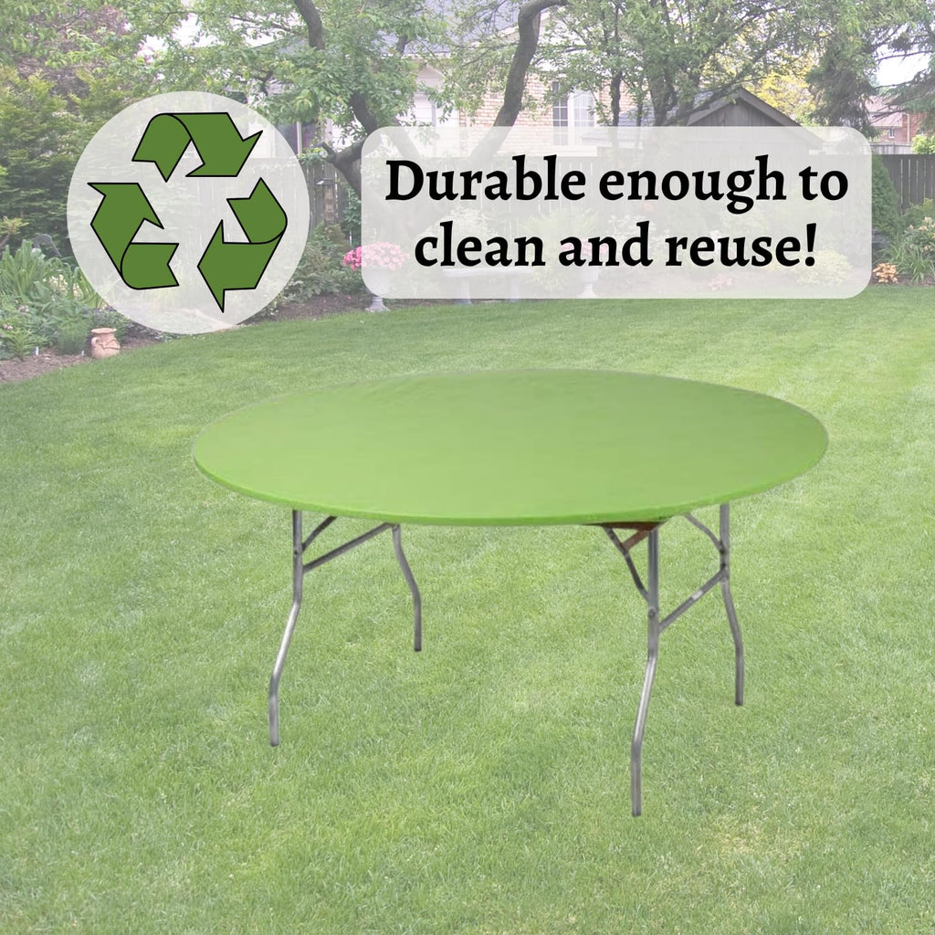 Kwik-Covers 60" Round Fitted Plastic Table Covers, 5 Pack (Black)