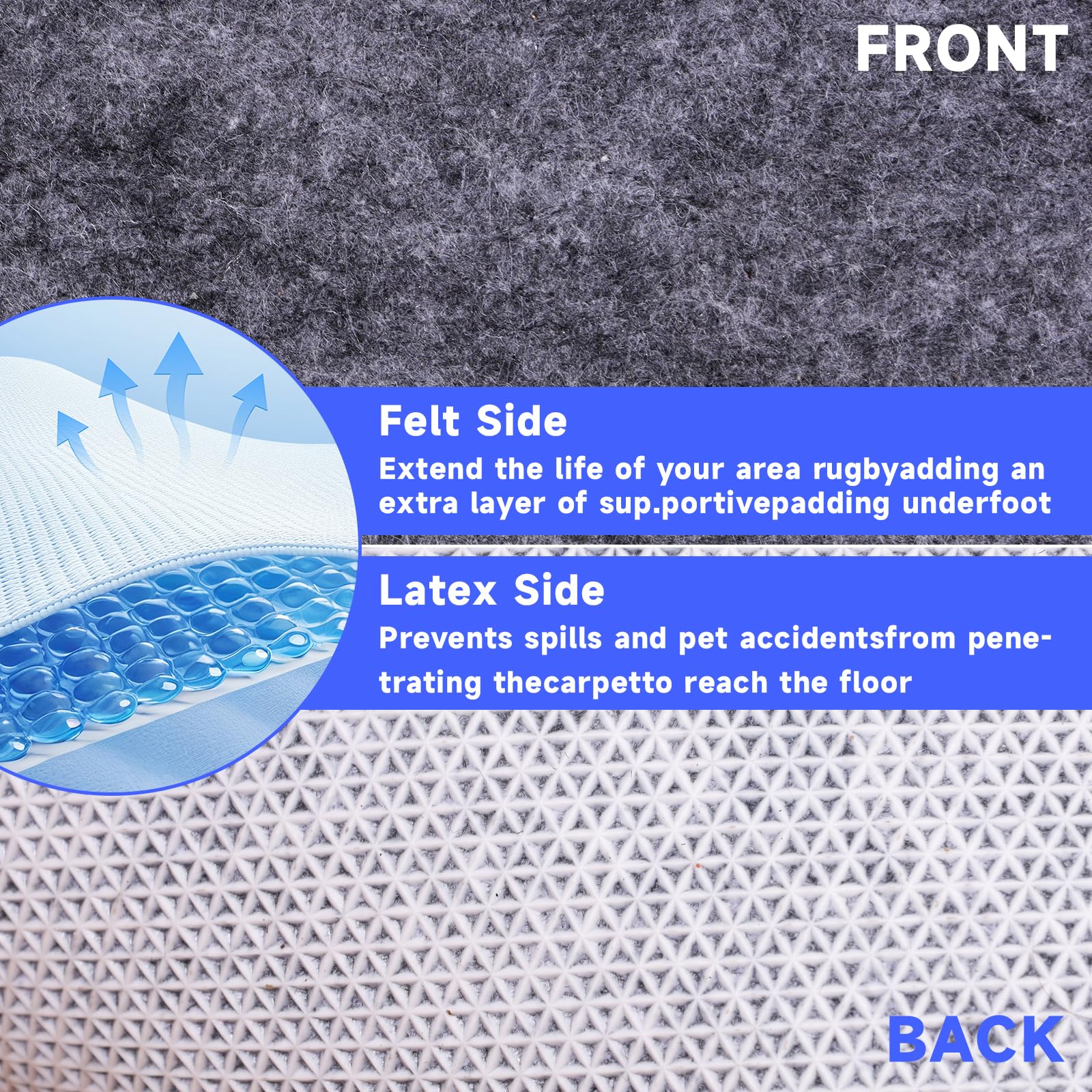 Non-Slip Rug Pads,Round 3 Ft Waterproof Extra Large Area Rugs Non Skid Rug Pad for All Floors and Finishes Durable Hardwood Floor Protective Felt Keeps Rugs in Place, Safe and Secure