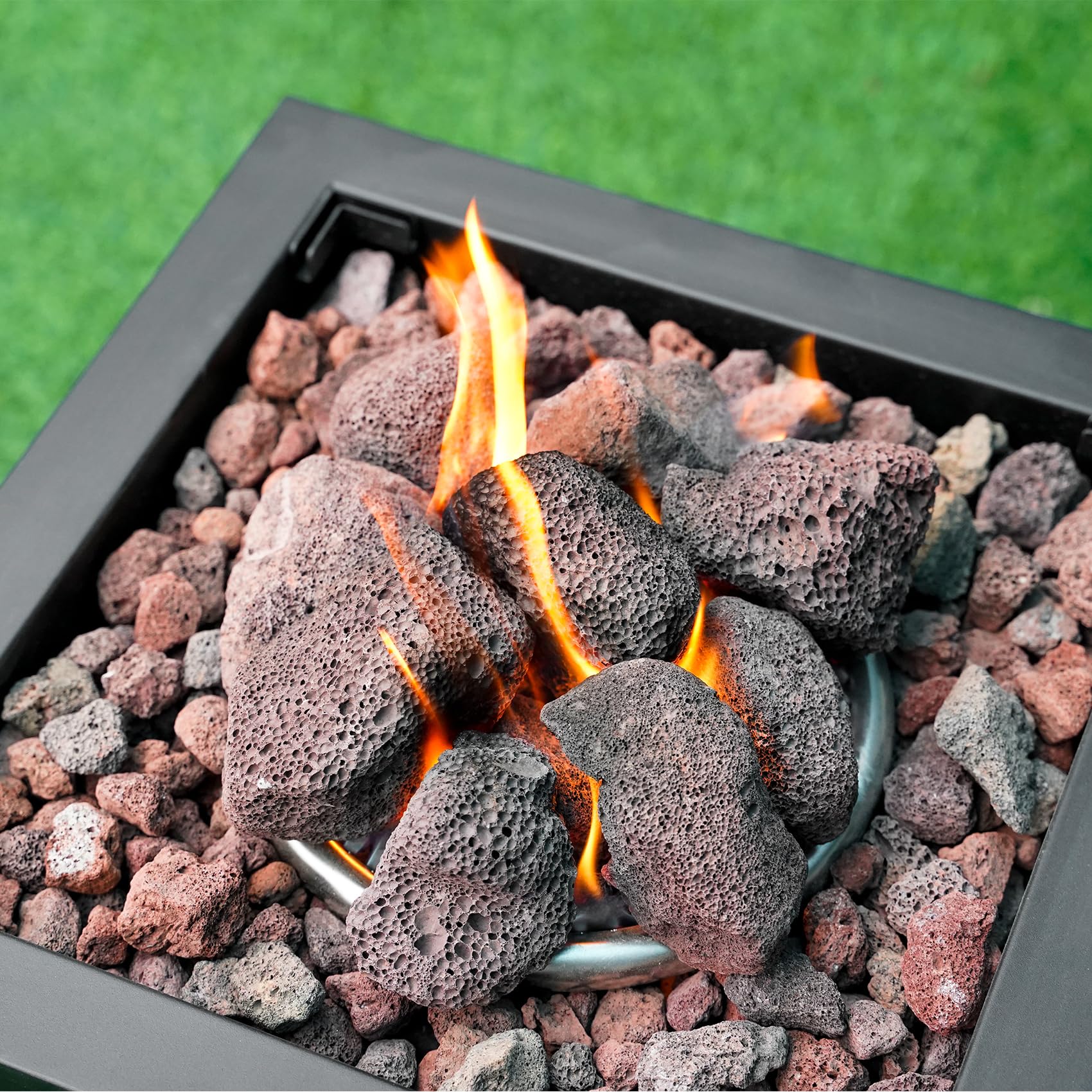 Mr. Fireglass 10 Pounds Black Natural Lava Rock for Indoor Outdoor Gas Fire Pits Fireplaces & Barbecue Grills | Volcanic Lava Stones for Decorating Garden Landscaping, Potted Plants, 0.2"-0.3"