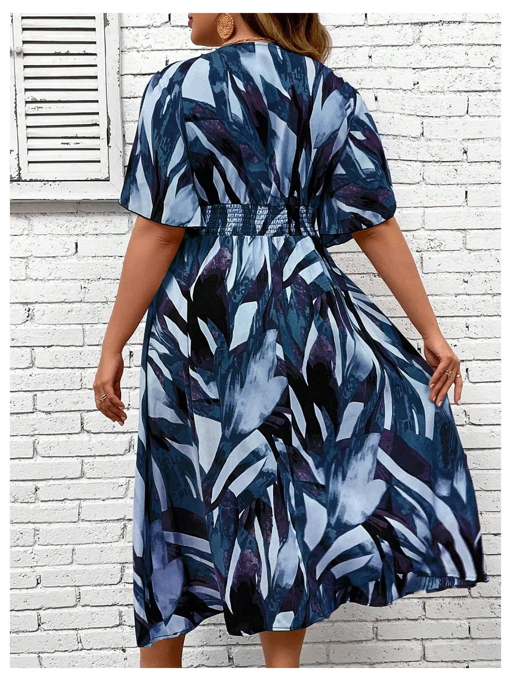 Floerns Women's Plus Size Boho Hawaiian Tropical Dresses V Neck Short Sleeve Floral A Line Long Dress Vacation Beach Outfits