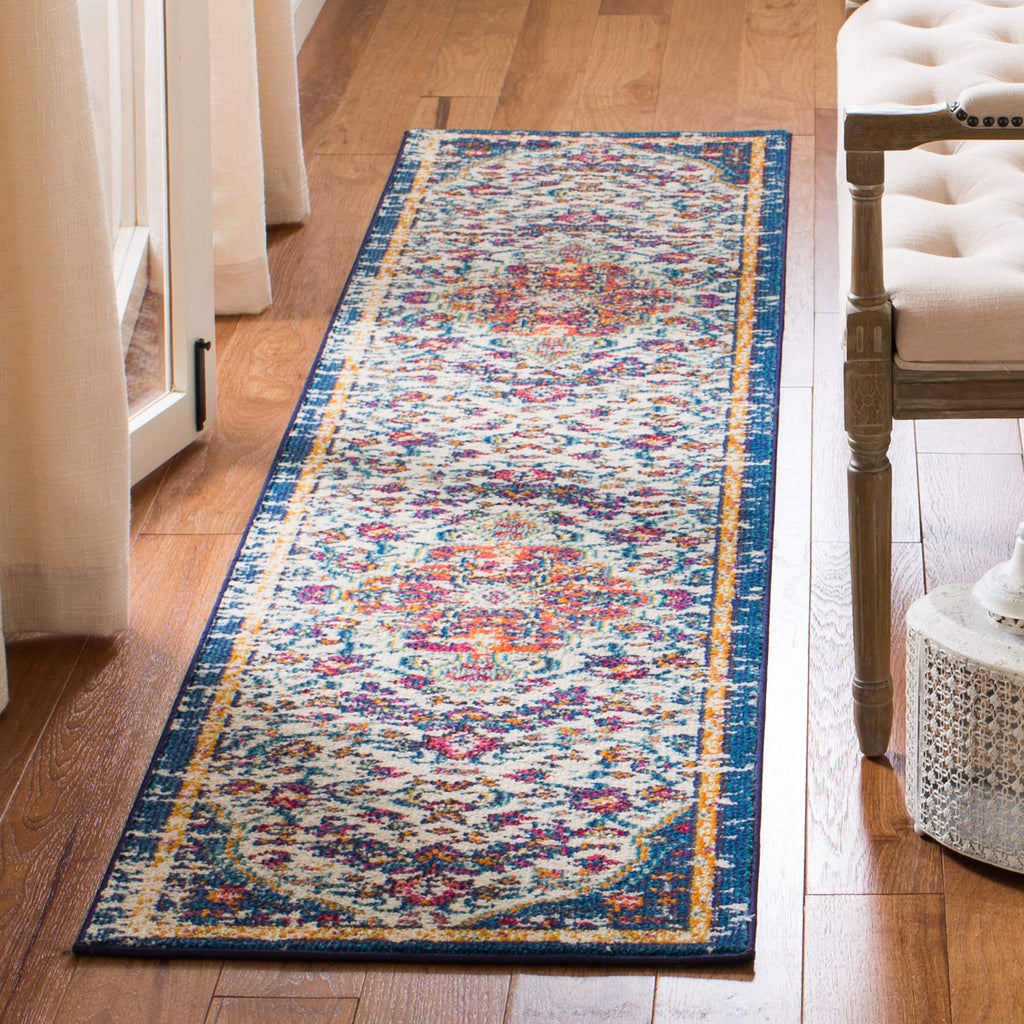 SAFAVIEH Madison Collection Accent Rug - 2'2" x 4', Beige & Black, Medallion Distressed Design, Non-Shedding & Easy Care, Ideal for High Traffic Areas in Entryway, Living Room, Bedroom (MAD447B)