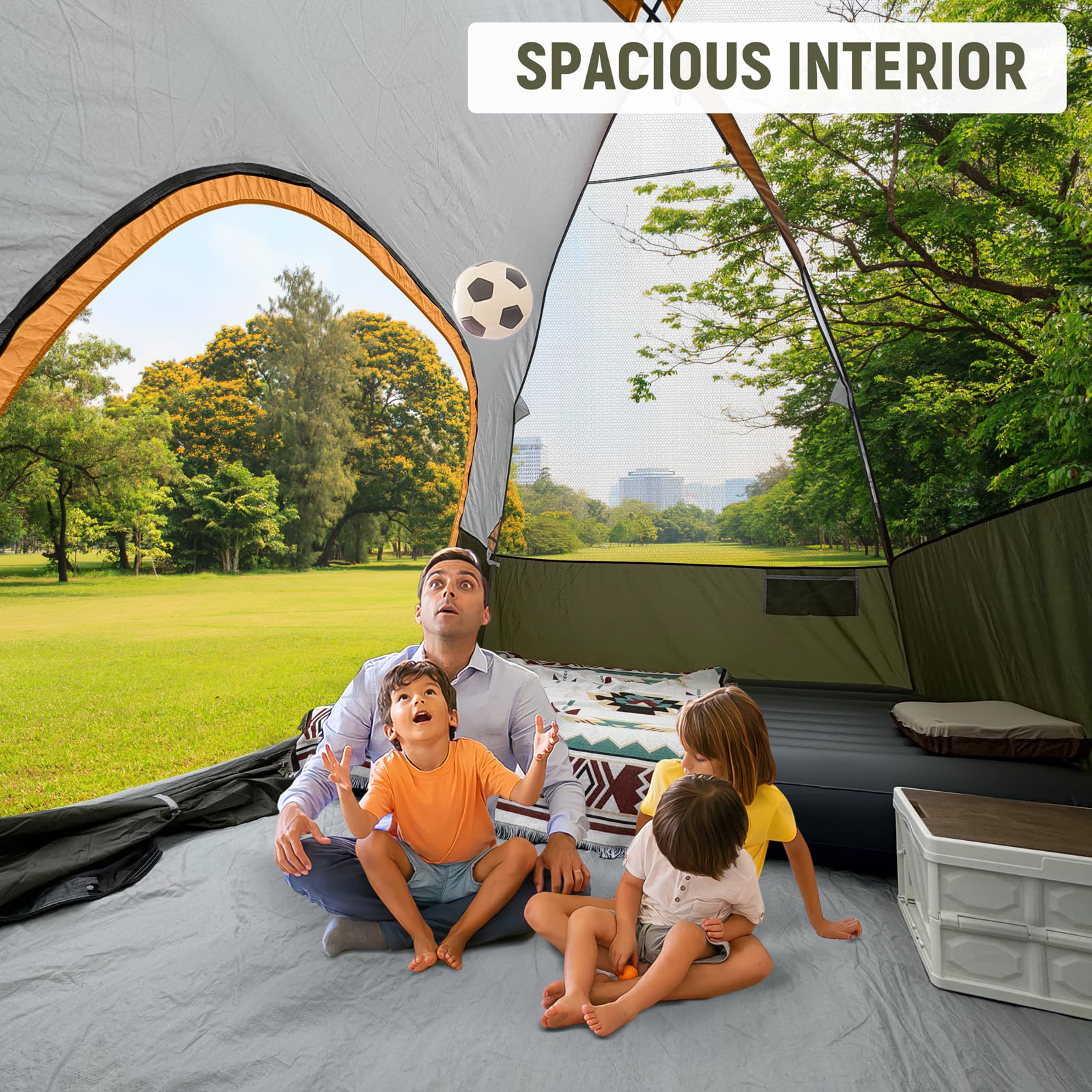 CAMPROS CP Camping Tent 2/4/6 Person, Waterproof Windproof Double Layer Dome Tent, Easy Setup with Large Mesh Windows & Wide Door for Outdoor Camping Backyard