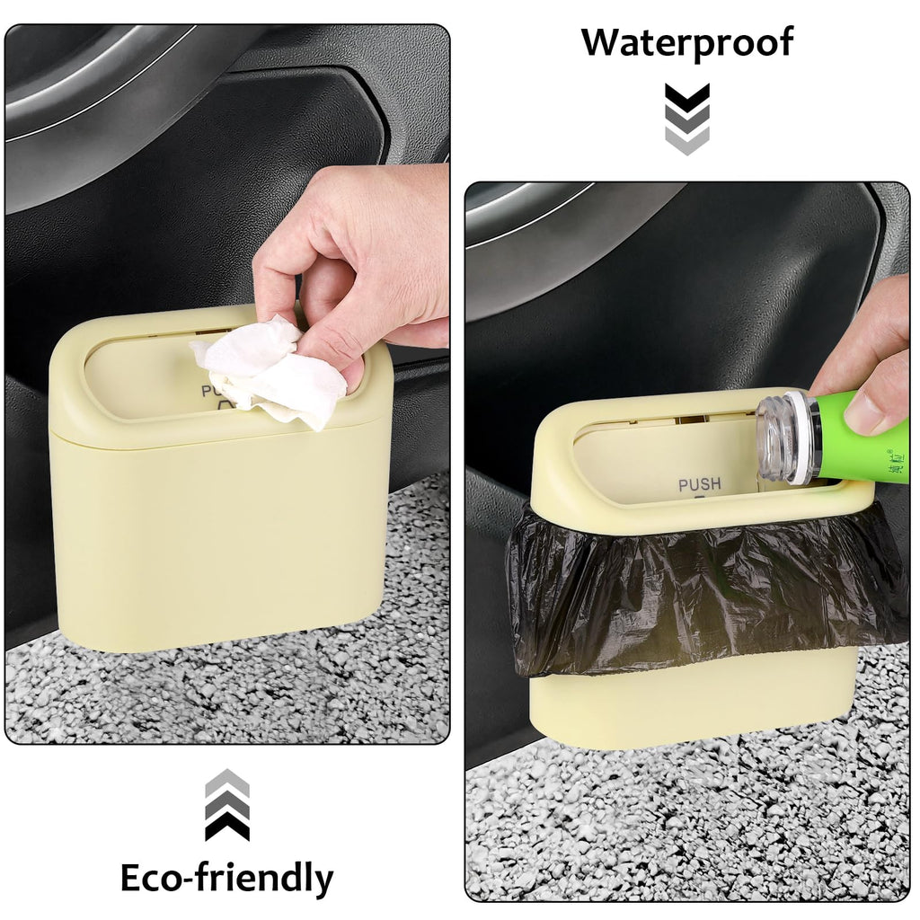 Accmor Car Trash Can with Lid, Mini Auto Dustbin Garbage Organizer with 30 Pcs Plastic Trash Bag, Automotive Garbage Container Bin for Vehicle, Home, Office
