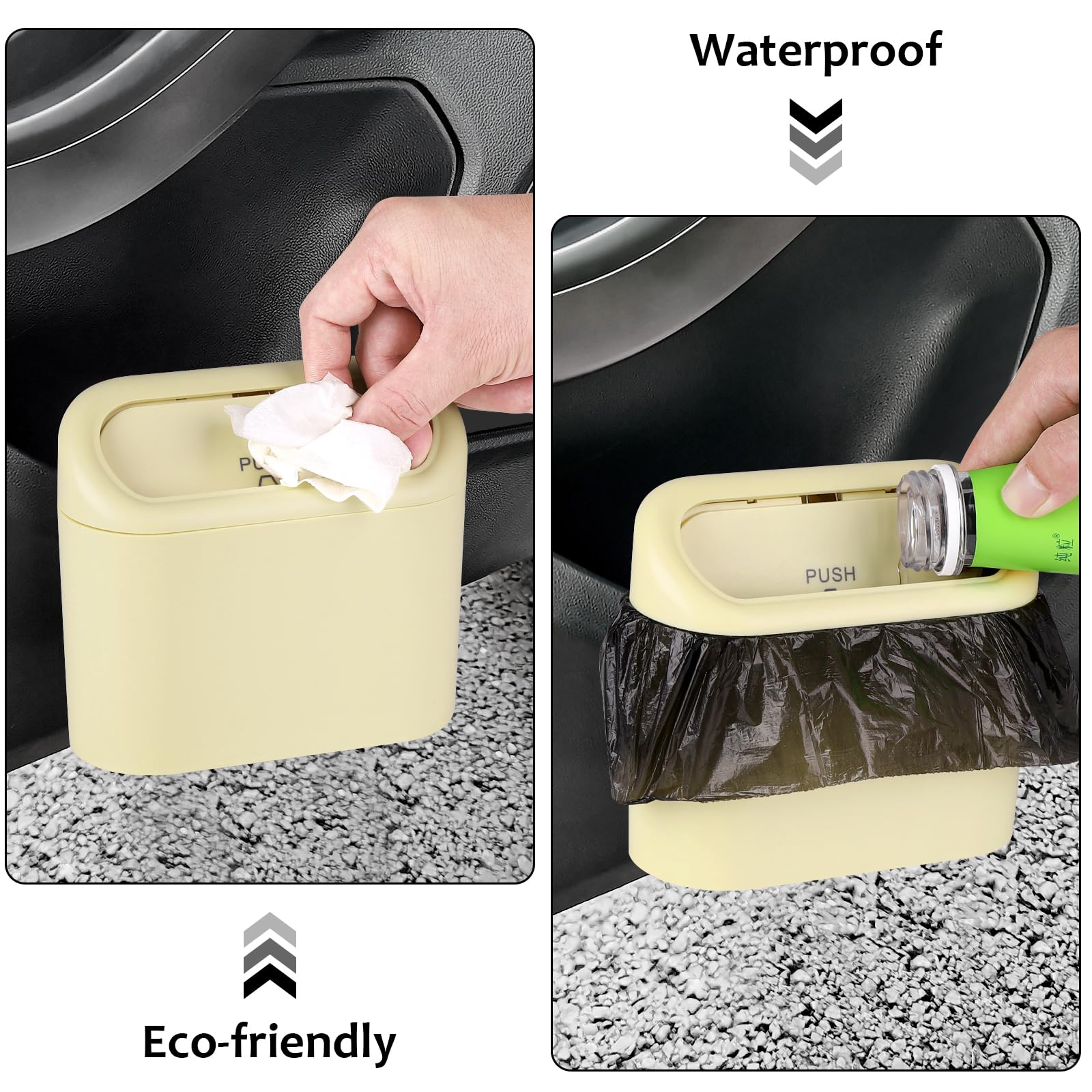 Accmor Car Trash Can with Lid, Mini Auto Dustbin Garbage Organizer with 30 Pcs Plastic Trash Bag, Automotive Garbage Container Bin for Vehicle, Home, Office