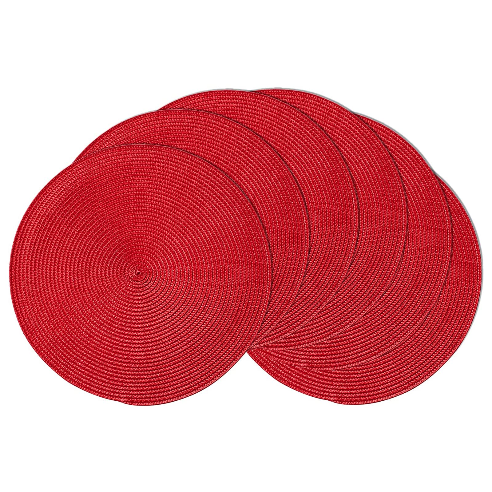 AHHFSMEI Round Placemats Set of 6 Heat Resistant Washable Non-Slip Woven Braided Table Mats for Dining Table Kitchen & Home Decor (Beige)