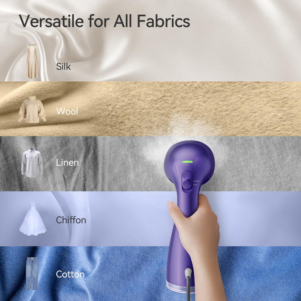 HiLIFE Steamer for Clothes, Portable Handheld Design, 240ml Big Capacity, 700W, Strong Penetrating Steam, Removes Wrinkle, for Home, Office and Travel(ONLY FOR 120V) (Olive Green)