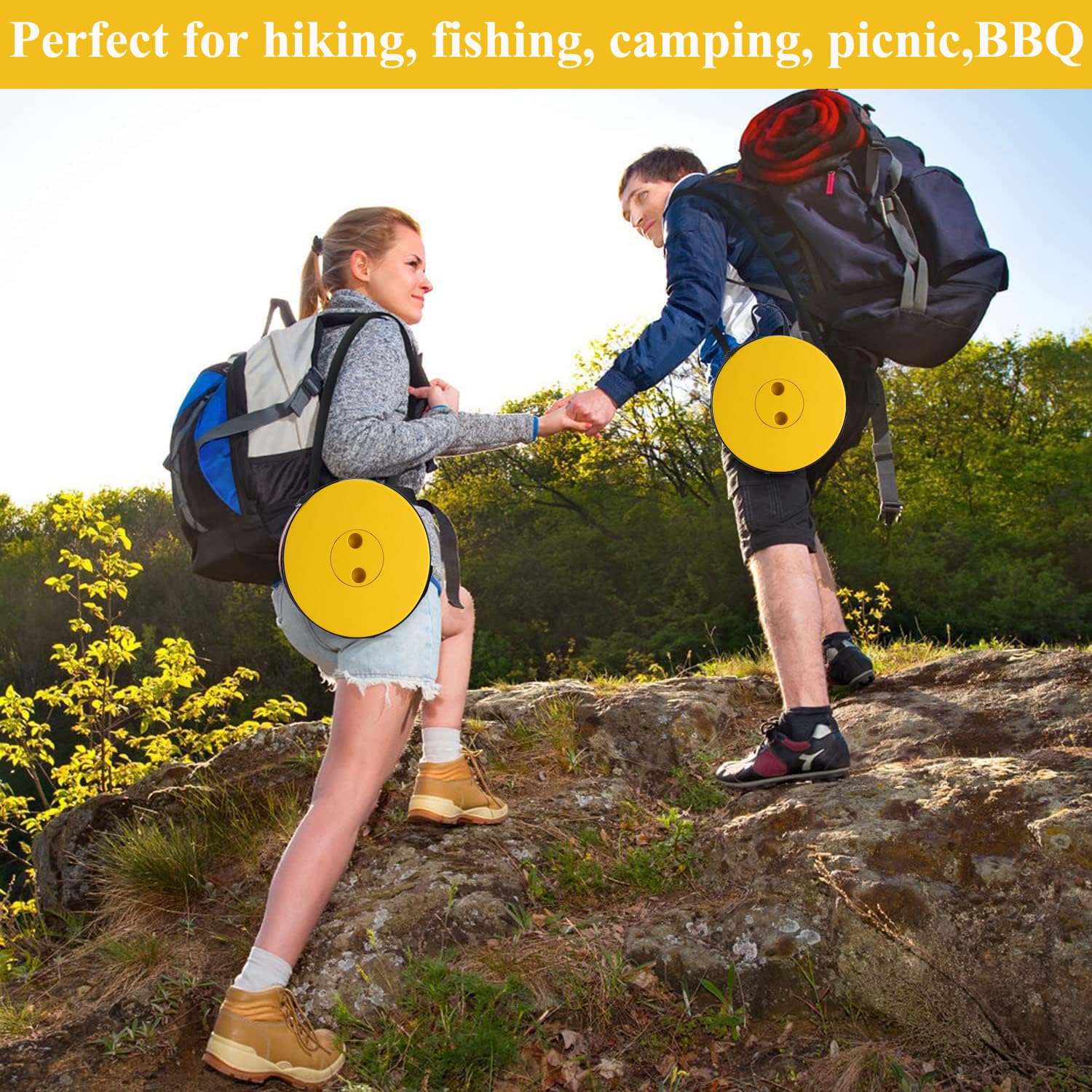 Fishboy Upgraded Collapsible Stool, 400lbs Max Weight, Lightweight But Sturdy, Portable Retractable Folding Telescoping Foldable Camping Stool for Adults Outdoor Fishing Hiking BBQ