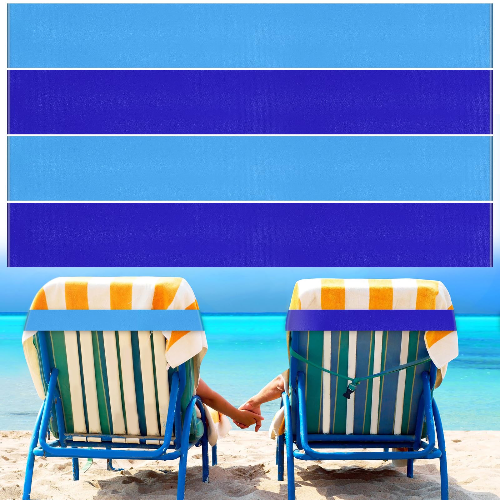 Boao 4 Pack Towel Bands for Beach Chair, Pool & Cruise Essentials, Elastic and Windproof, Towel Chair Clips Lounge Strap Holder, Cruise Ship Accessories (American Flag)