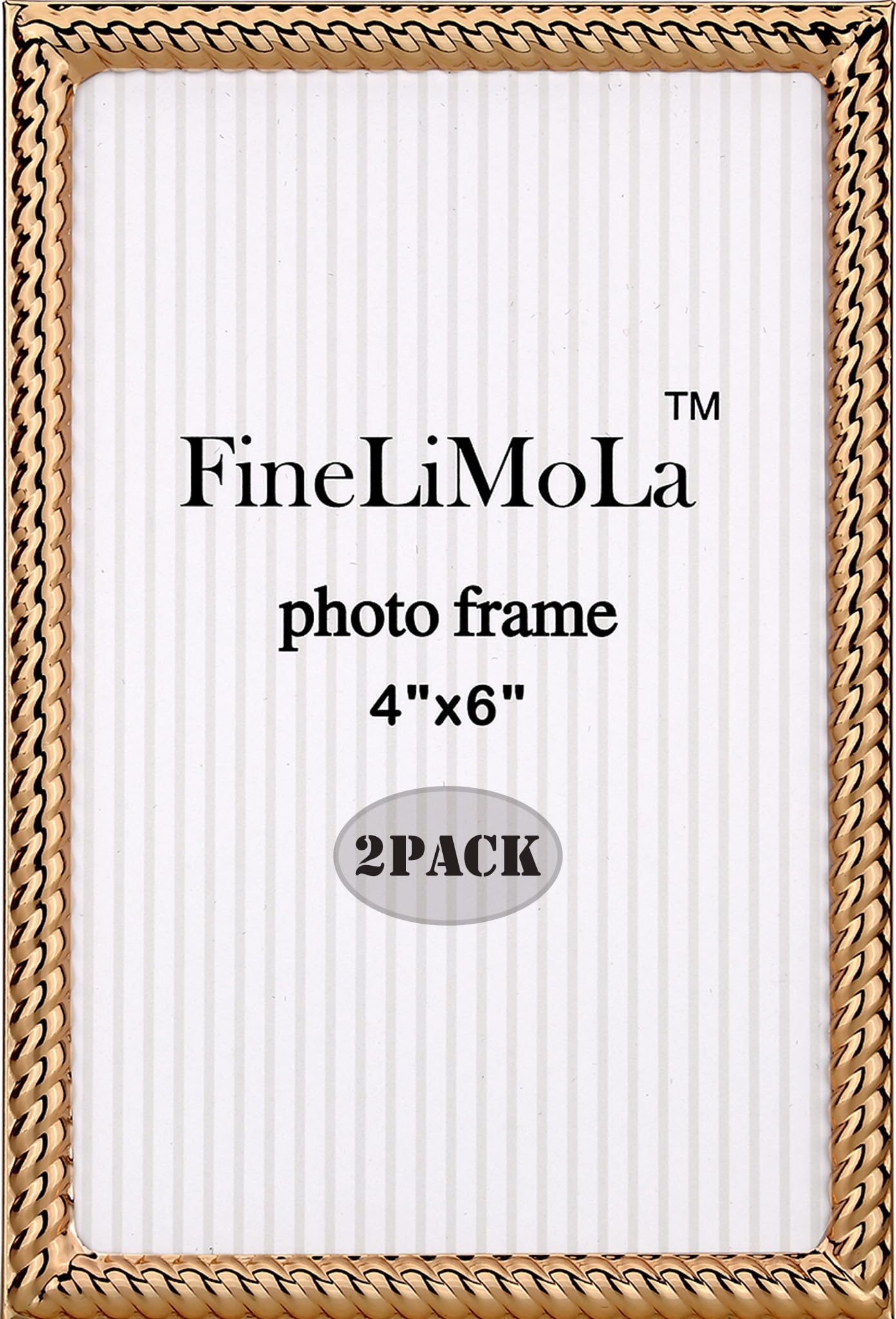 4x4 Gold Rope Design Metal Picture Frame With Mat for 3x3'', Premium Velvet Backing Real Glass Front Desktop & Wall Display Elegant Home Decor