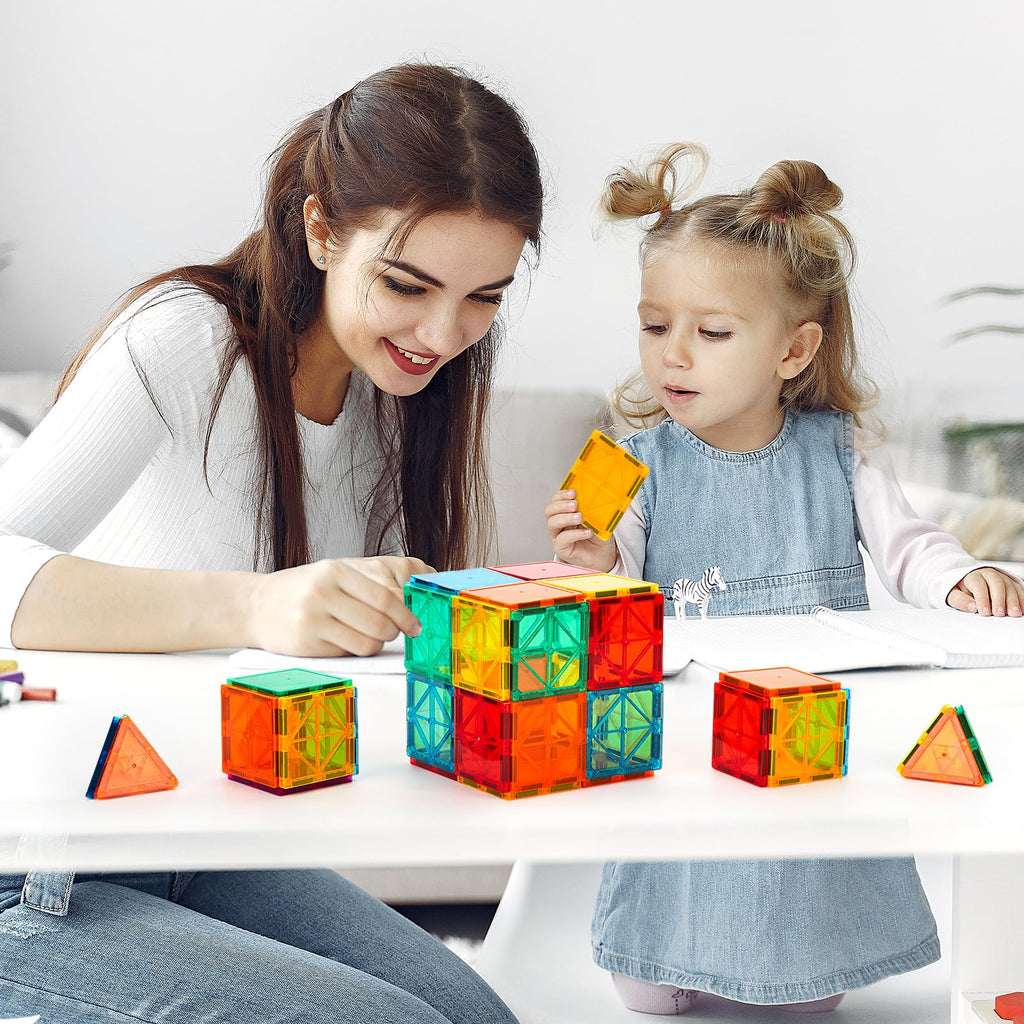 FNJO Magnetic Tiles, 110PCS Magnet Building Set, Magnetic Building Blocks, Construction STEM Learning and Playing Toys for Kids, Montessori Toy for Preschool Boys Girls