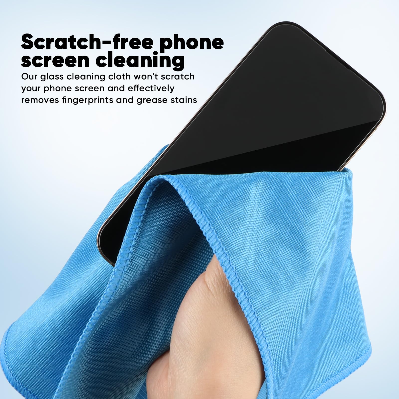 HOMEXCEL Microfiber Glass Cleaning Cloths 6 PK, Lint Free Streak Free, Reusable Microfiber Magic Cleaning Cloth for Cleaning Windows, Glasses, Mirrors, Screens, Stainless Steel, and More, Blue-14”×16”