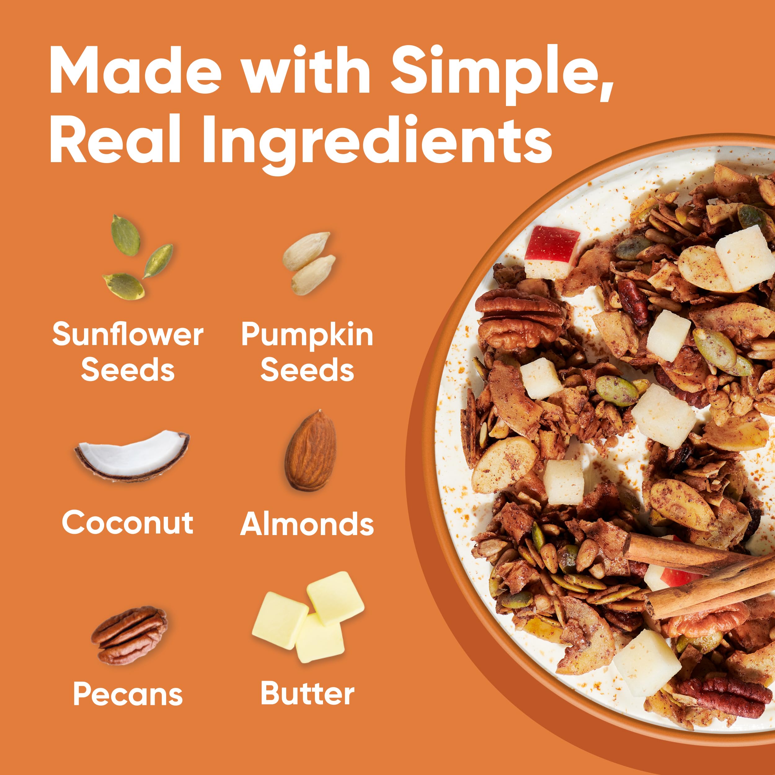 NuTrail Nut Granola Cereal, Cinnamon Pecan, No Sugar Added, Gluten Free, Grain Free, Keto, Low Carb, Healthy Breakfast 8 oz. 1 Count