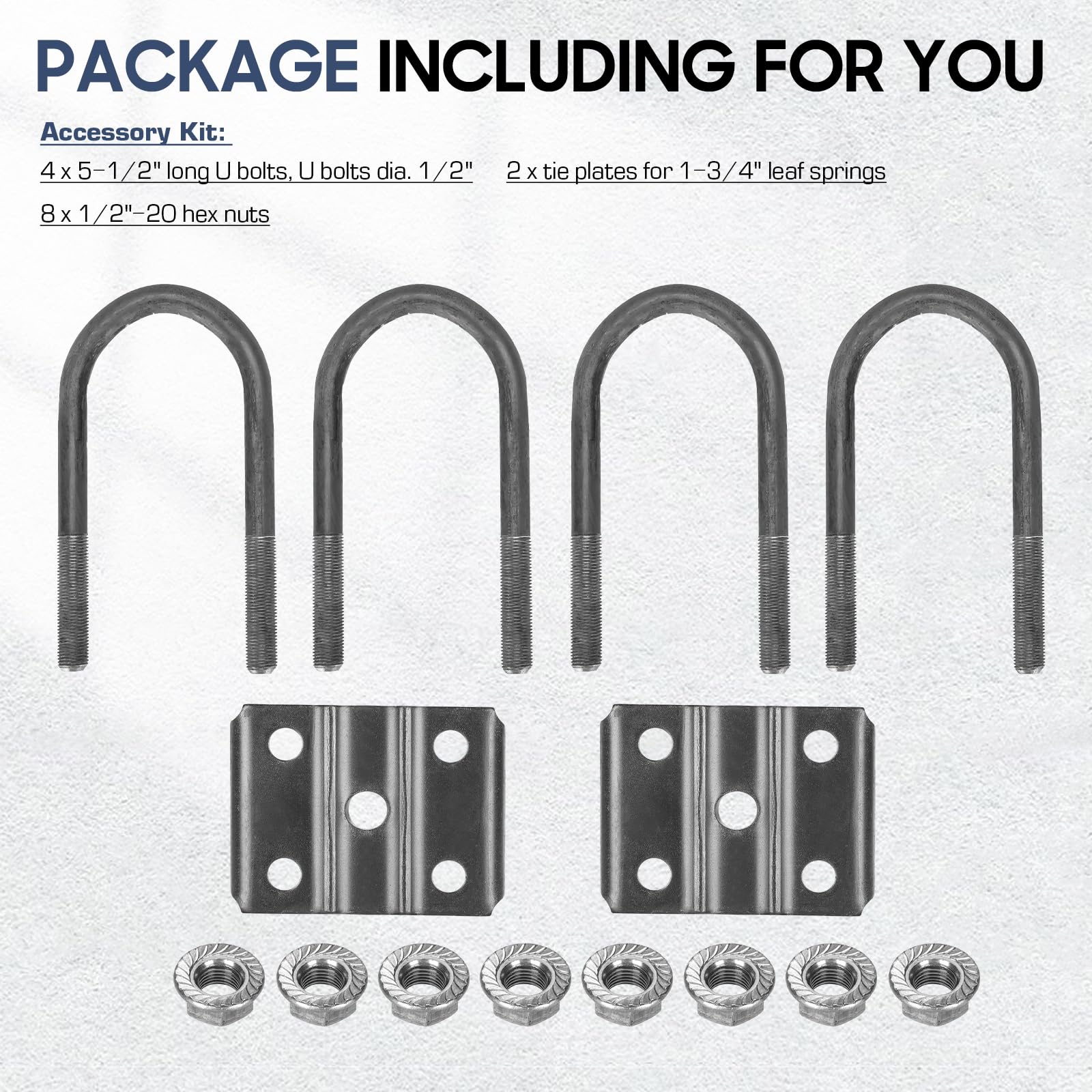 2 Pieces of Replacement for SW4B 4 Leaf Trailer Leaf Spring, 3500lb Single Trailer Axle Suspension Kit, 25-1/4" Length with 1750lb Capacity Double Eyes Leaf Springs and U-Bolt
