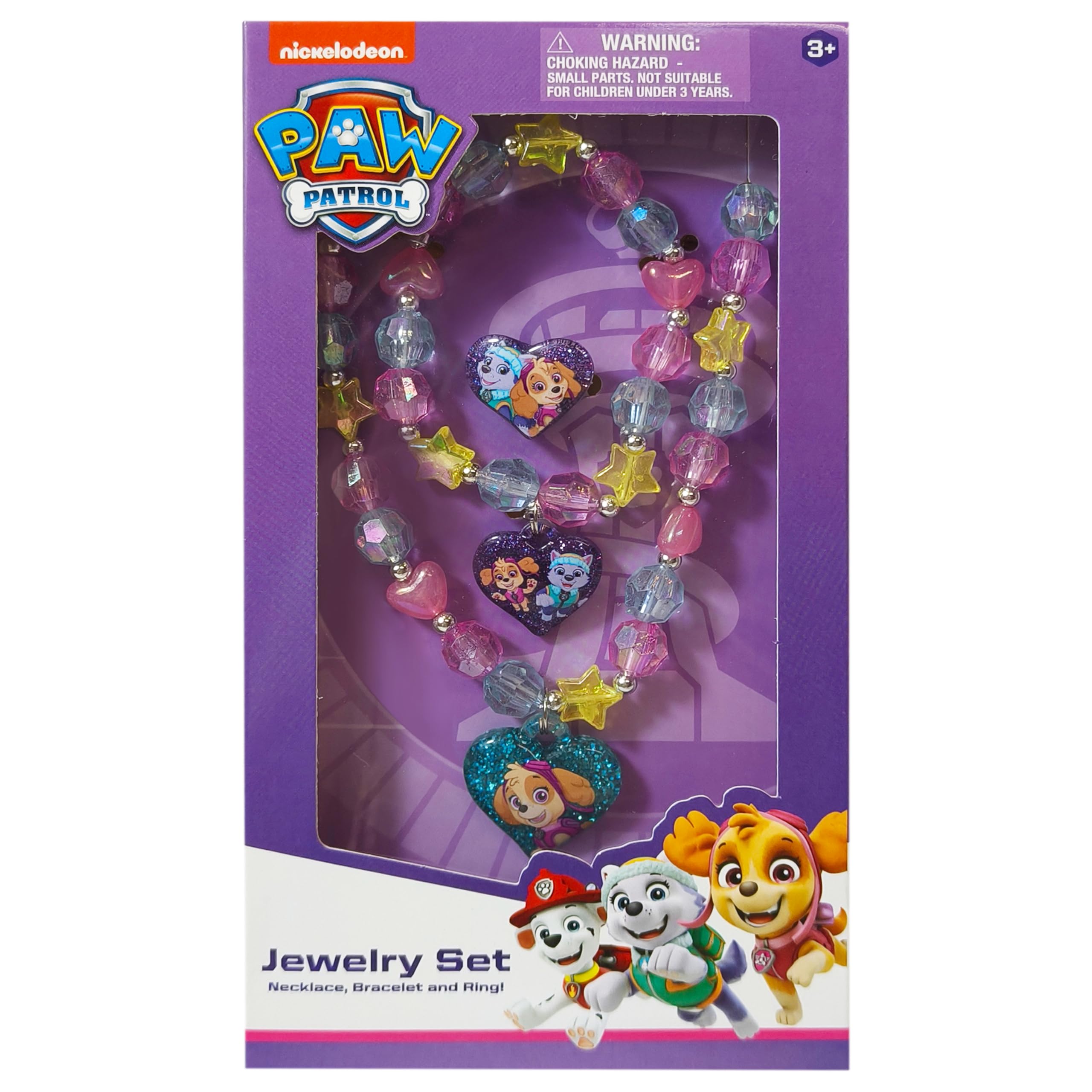 LUV HER Paw Patrol Girl's Jewelry Set - Dress up Toy Jewelry Box Set with Bead Necklace, Bracelet and Ring - Play Accessories - Ages 3+