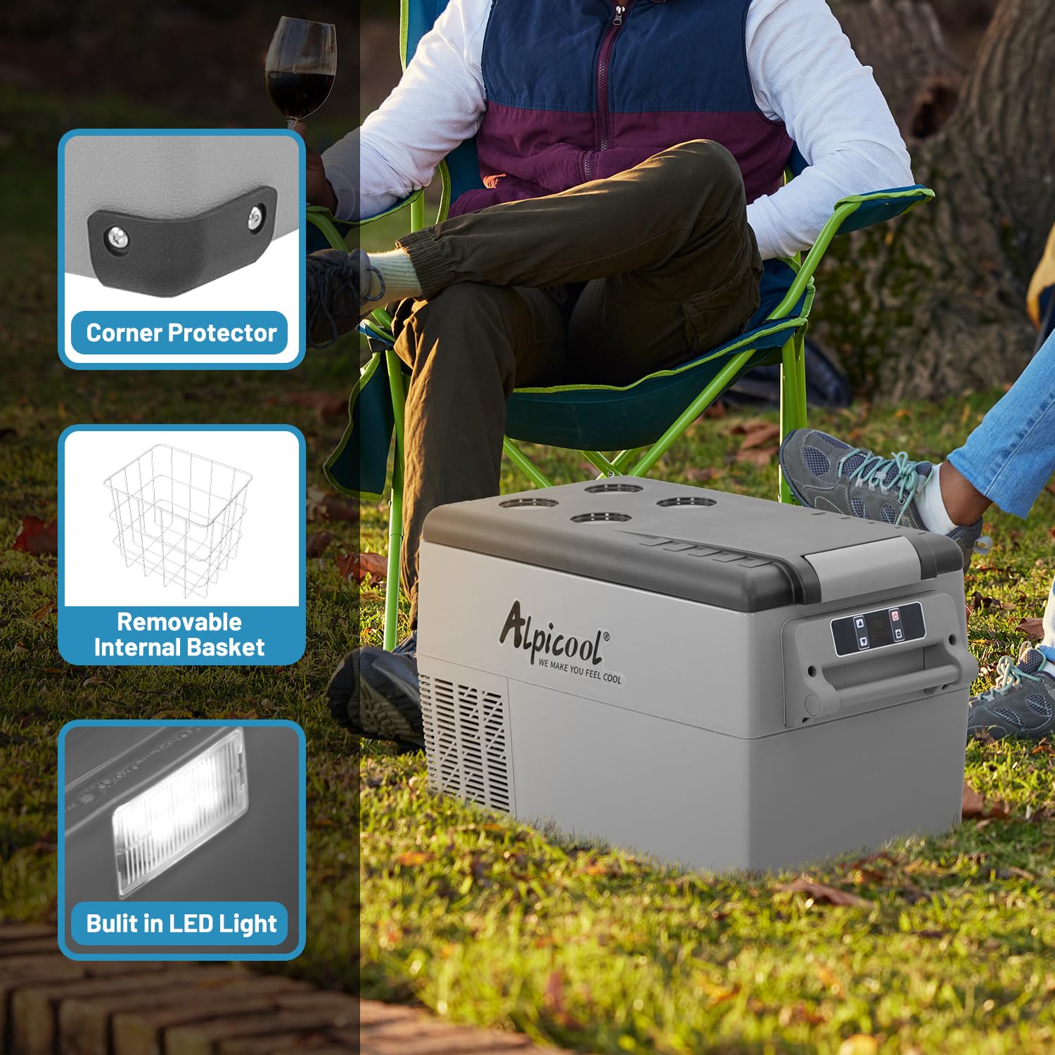 Alpicool NCF35 Portable Fridge Freezer,12 Volt Car Refrigerator, 32 Quart (30.6 Liter) Fast Cooling 12V Car Fridge -4℉~68℉,for Outdoor, Camping, RV, Truck