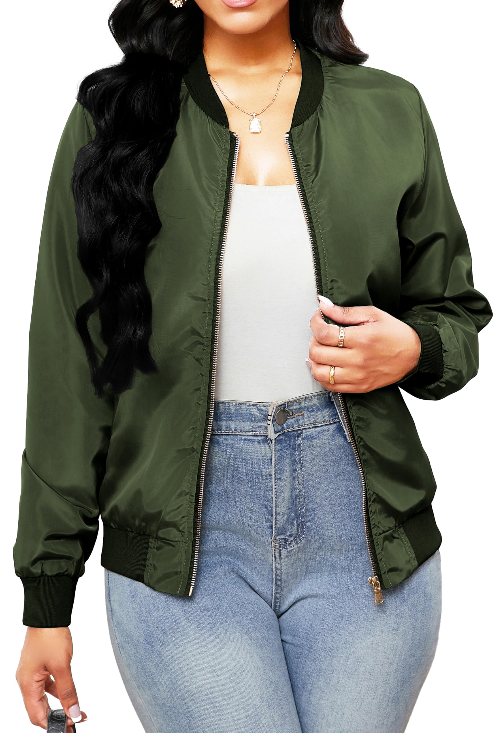 sexycherry Jackets for Women Casual Long Sleeve Lightweight Coats Full Zip Up with Lining Pockets