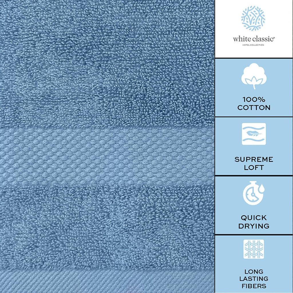 White Classic Luxury Bath Towels Set of 4 Large - 700 GSM Turkish Cotton Ultra Soft Bath Towels 27x54 | Highly Absorbent and Quick Dry | Hotel Towels for Bathroom Luxury, Plush Shower Towels, White