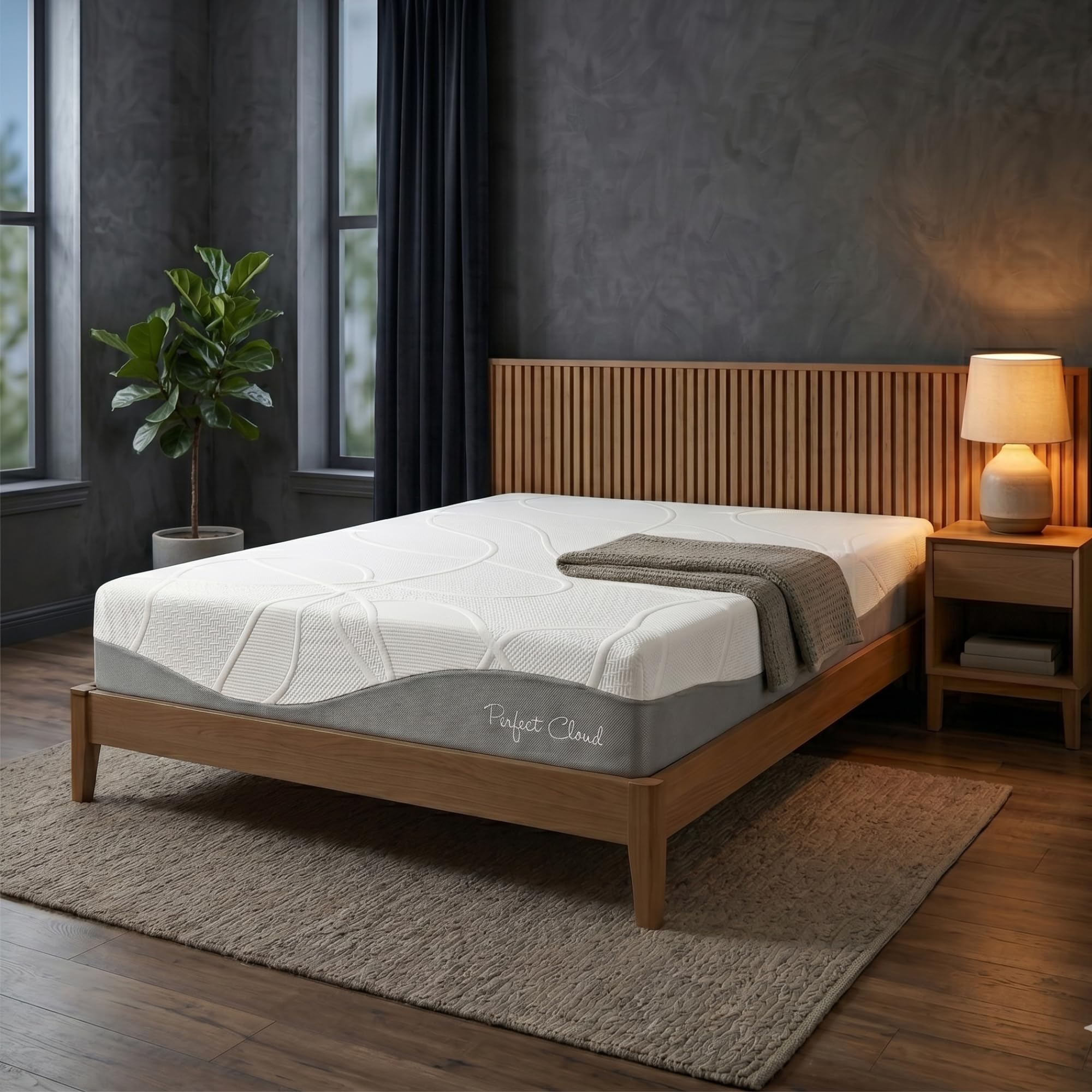 Perfect Cloud UltraPlush Full Mattress - 10 Inch Cooling Gel Memory Foam, Charcoal-Infused, Pressure Relief, Motion Isolation, Bed in a Box, Made in USA