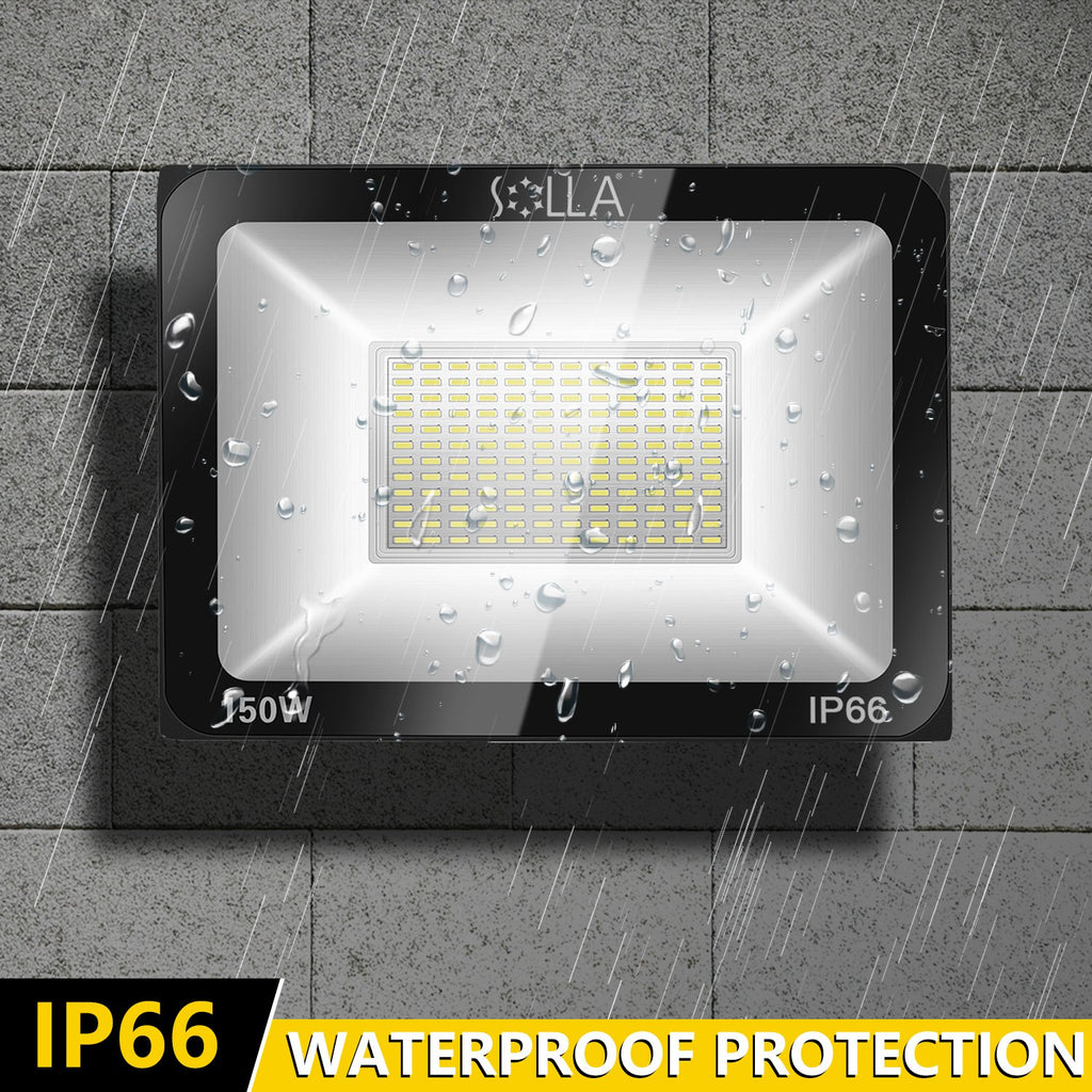 2 Pack 100W LED Flood Light Outdoor, 8000LM Super Bright Security Lights, 550W Equivalent, IP66 Waterproof, 3000K Warm White, Outside Floodlight for Garage, Garden, Lawn and Yard