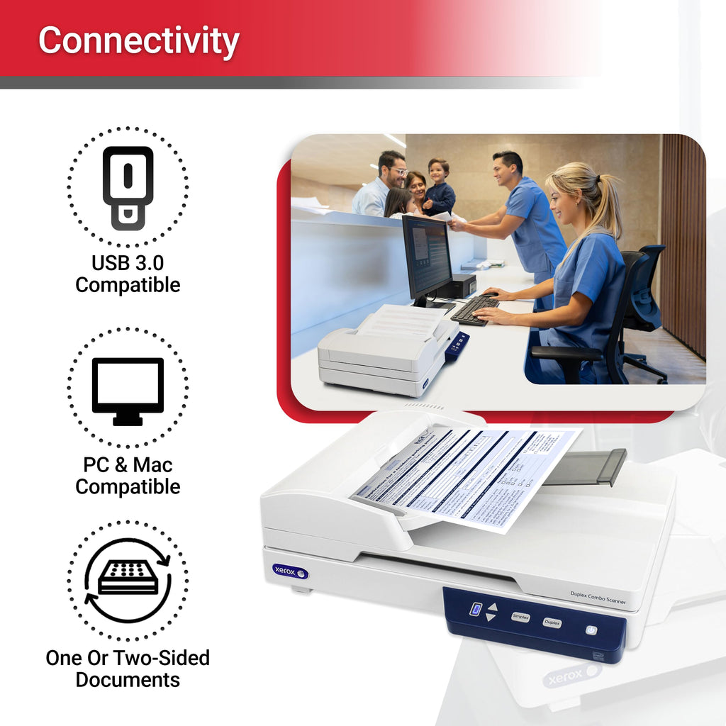 Visioneer Xerox Duplex Combo Flatbed Scanner with Automatic Document Feeder
